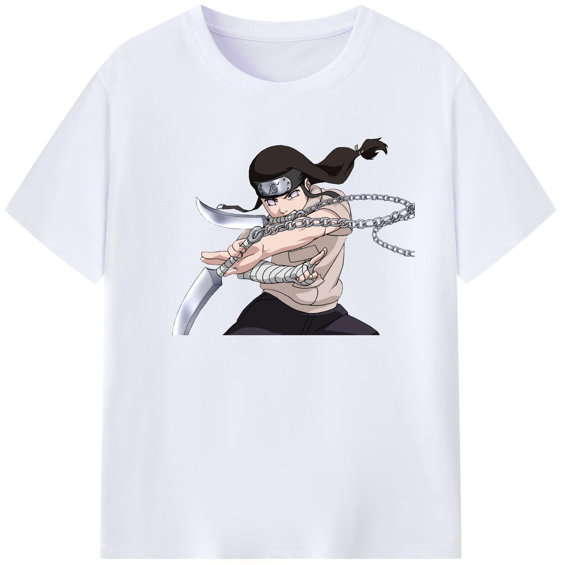 （画像用） NARUTO -ナルト- 日向ネジ Hyūga Neji レディースカジュアルプリントTシャツ（綿100％）