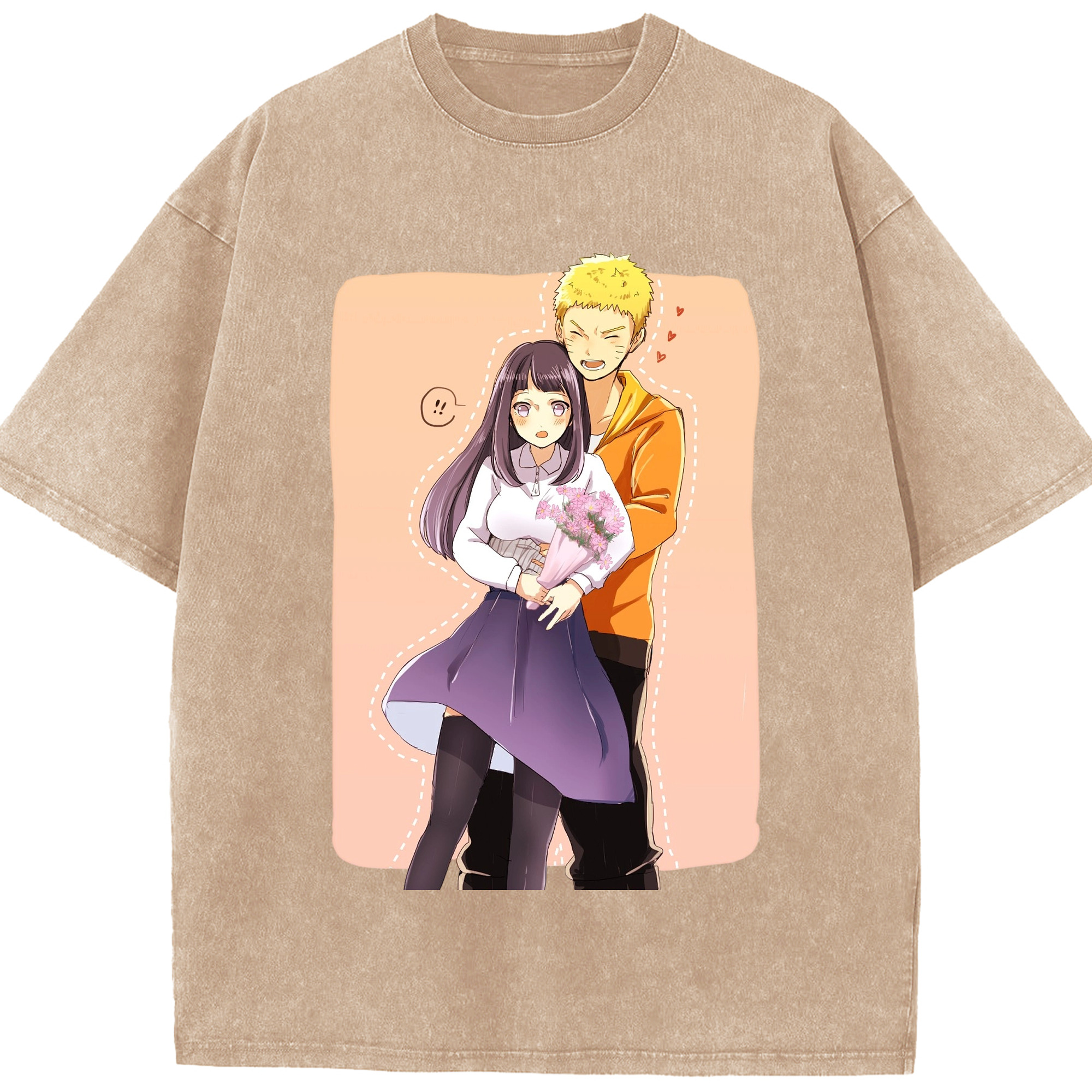（画像用） NARUTO -ナルト- 日向ヒナタ Hyūga Hinata 綿100% ヴィンテージ風 半袖Tシャツ（フロントプリント）