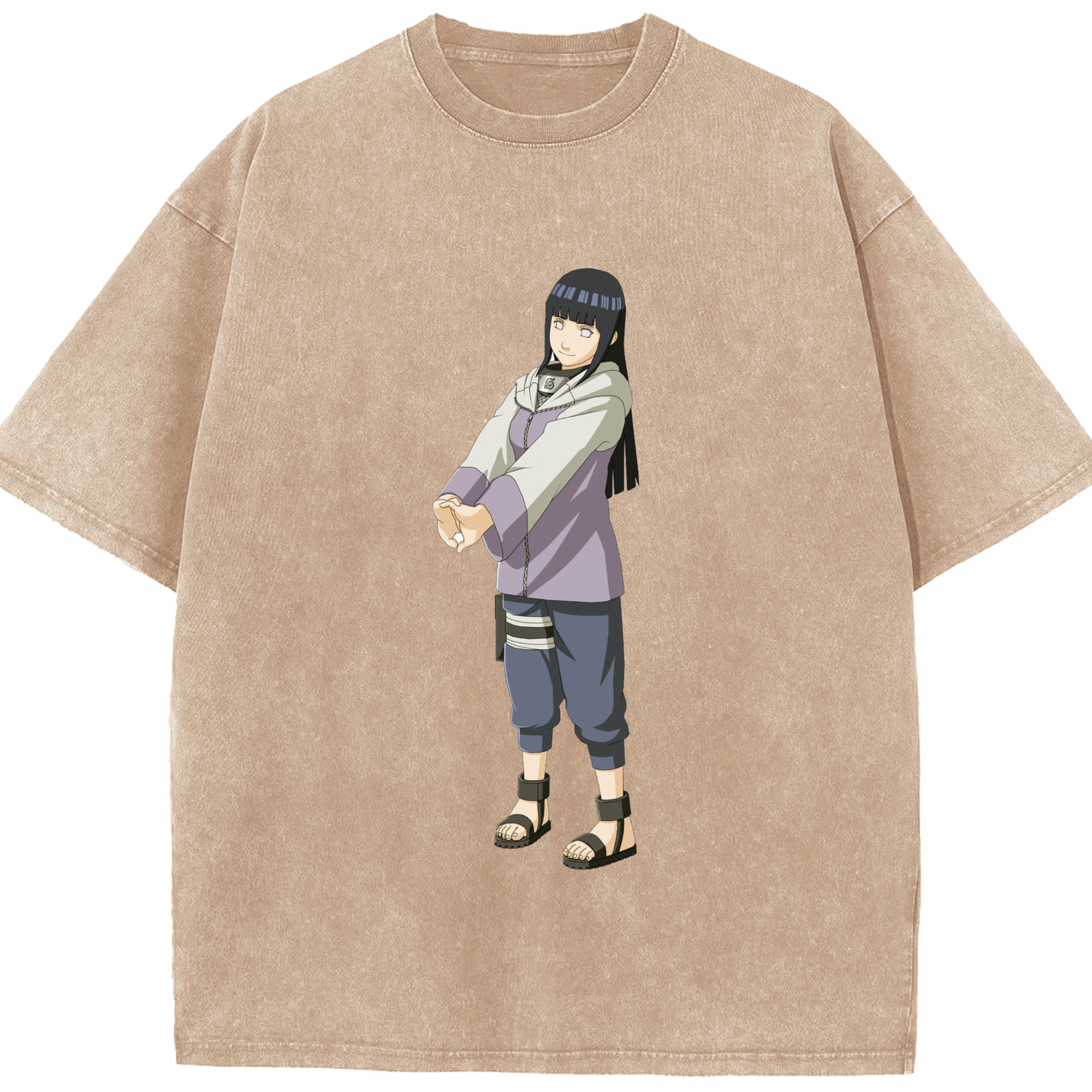 （画像用） NARUTO -ナルト- 日向ヒナタ Hyūga Hinata 綿100% ヴィンテージ風 半袖Tシャツ（フロントプリント）