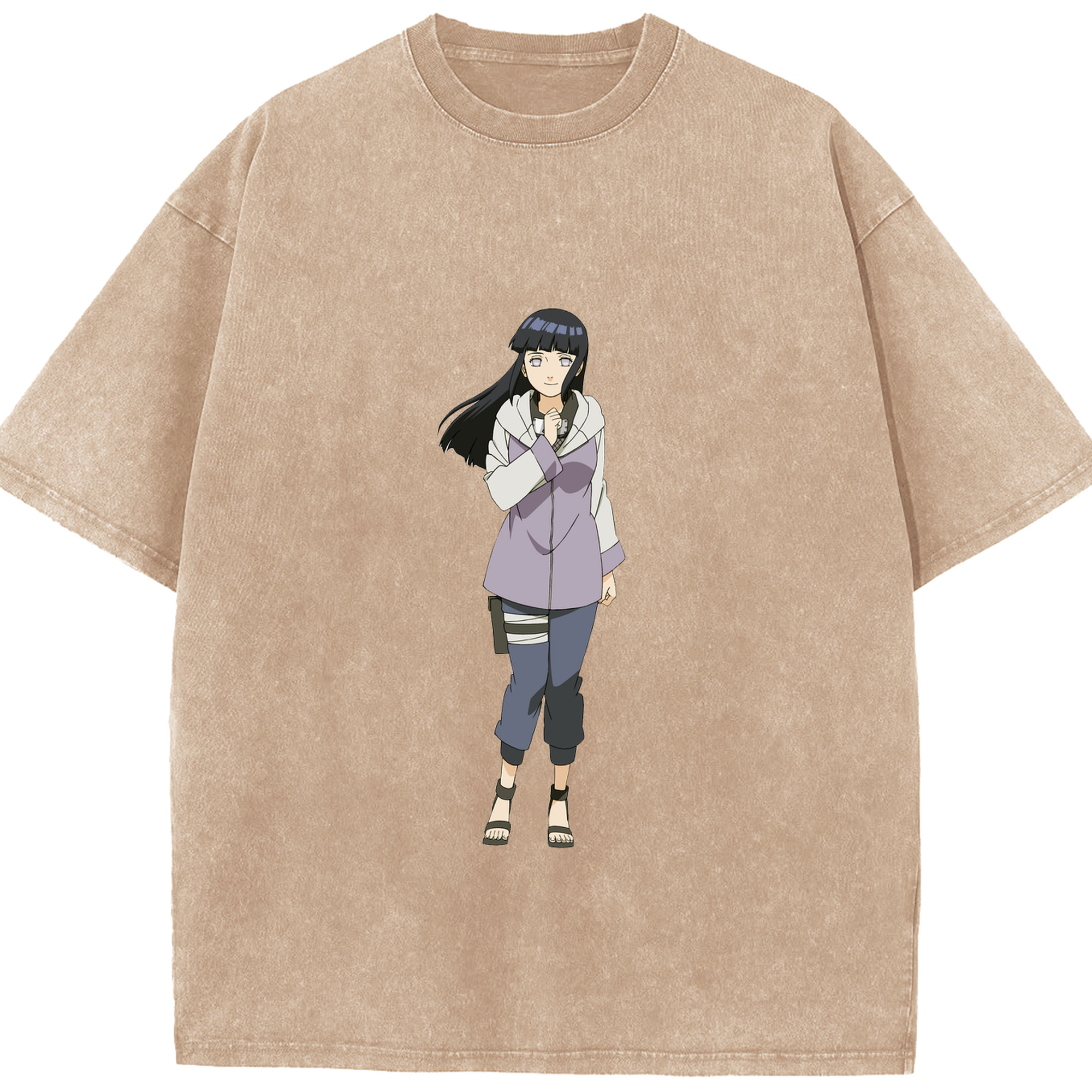 （画像用） NARUTO -ナルト- 日向ヒナタ Hyūga Hinata 綿100% ヴィンテージ風 半袖Tシャツ（フロントプリント）