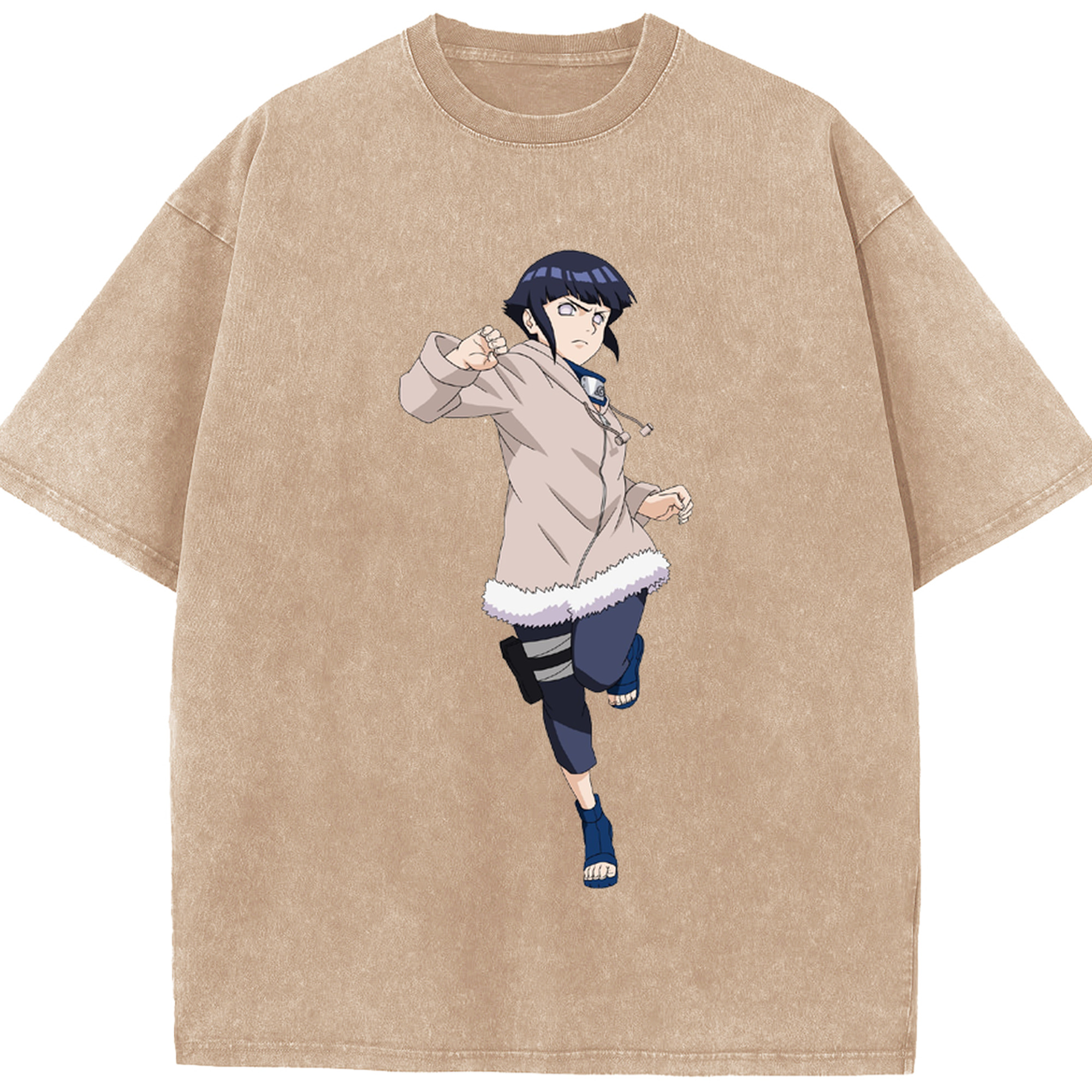 （画像用） NARUTO -ナルト- 日向ヒナタ Hyūga Hinata 綿100% ヴィンテージ風 半袖Tシャツ（フロントプリント）