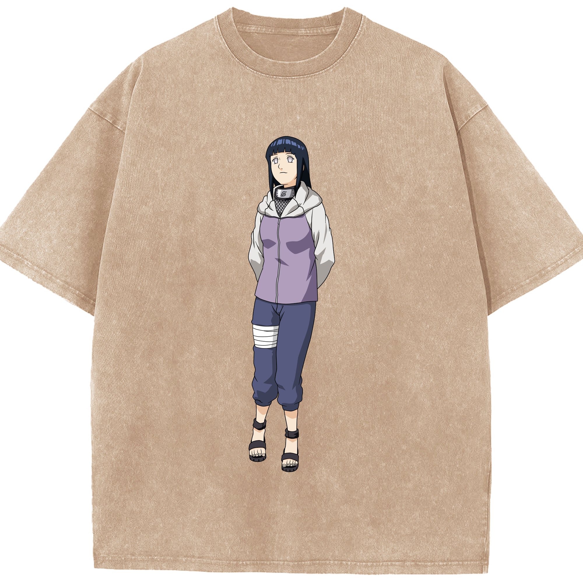 （画像用） NARUTO -ナルト- 日向ヒナタ Hyūga Hinata 綿100% ヴィンテージ風 半袖Tシャツ（フロントプリント）