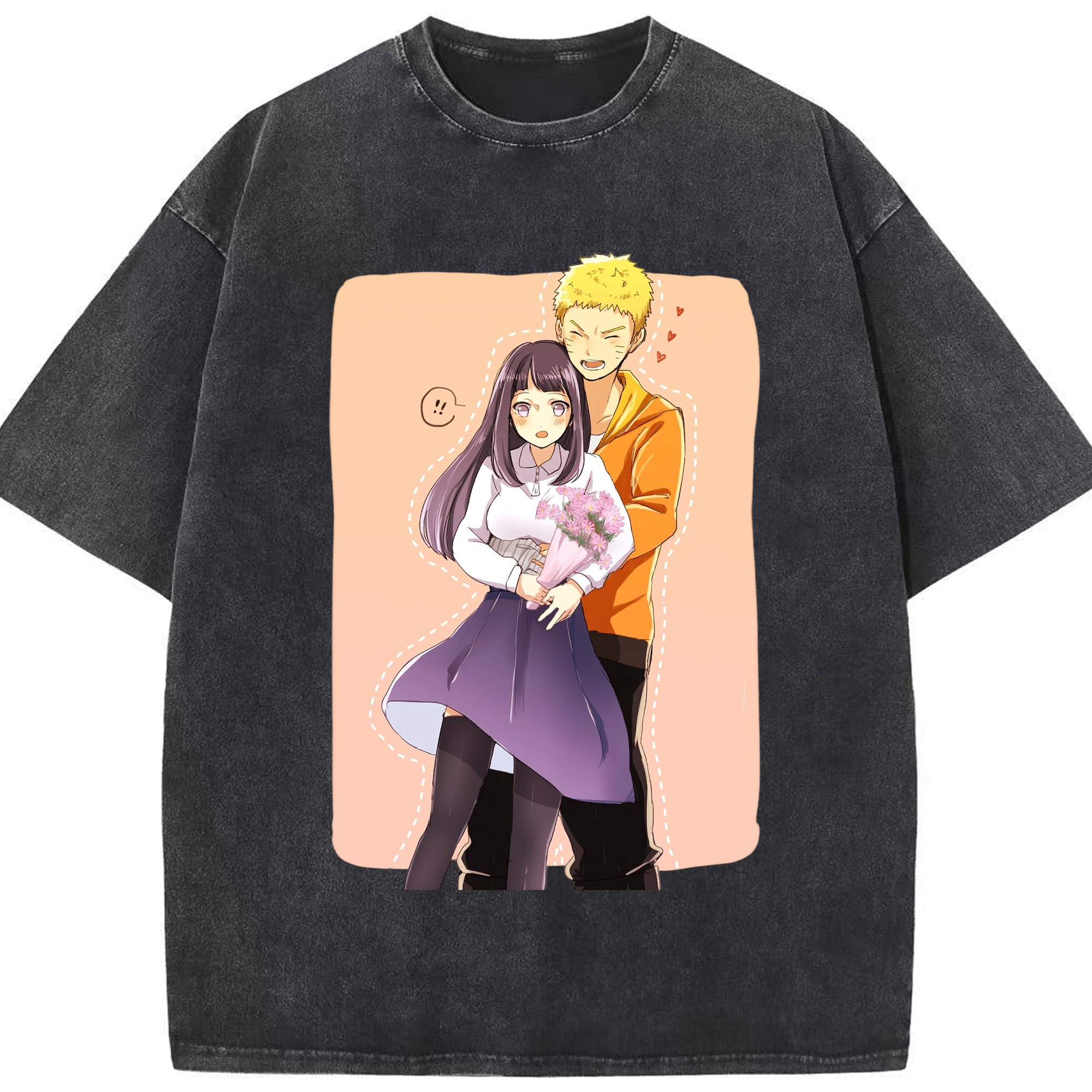 （画像用） NARUTO -ナルト- 日向ヒナタ Hyūga Hinata 綿100% ヴィンテージ風 半袖Tシャツ（フロントプリント）