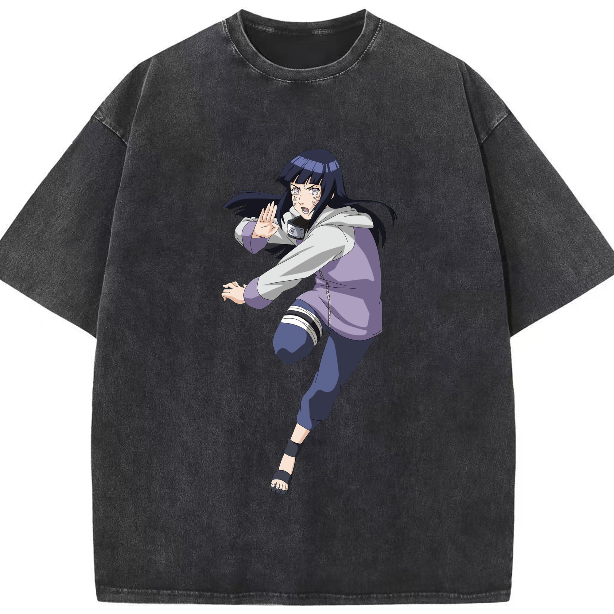 （画像用） NARUTO -ナルト- 日向ヒナタ Hyūga Hinata 綿100% ヴィンテージ風 半袖Tシャツ（フロントプリント）
