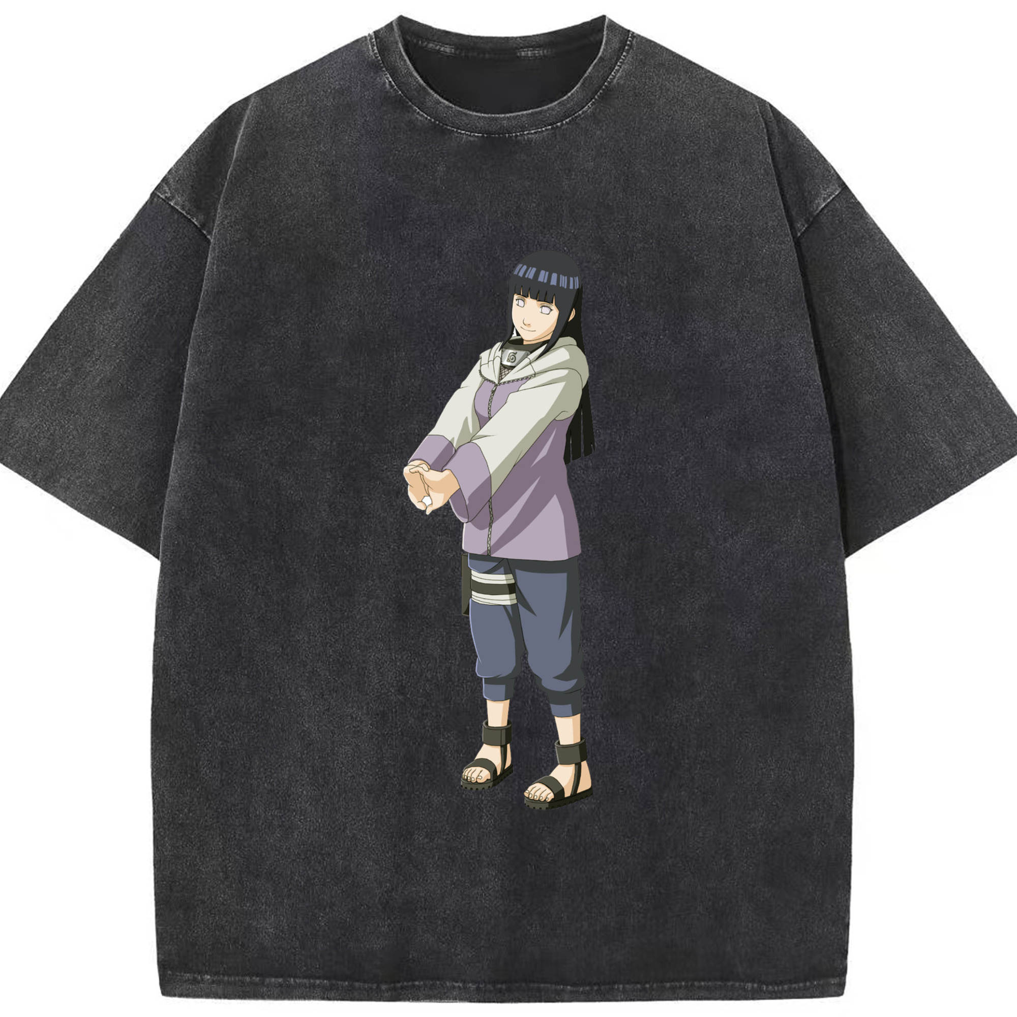 （画像用） NARUTO -ナルト- 日向ヒナタ Hyūga Hinata 綿100% ヴィンテージ風 半袖Tシャツ（フロントプリント）