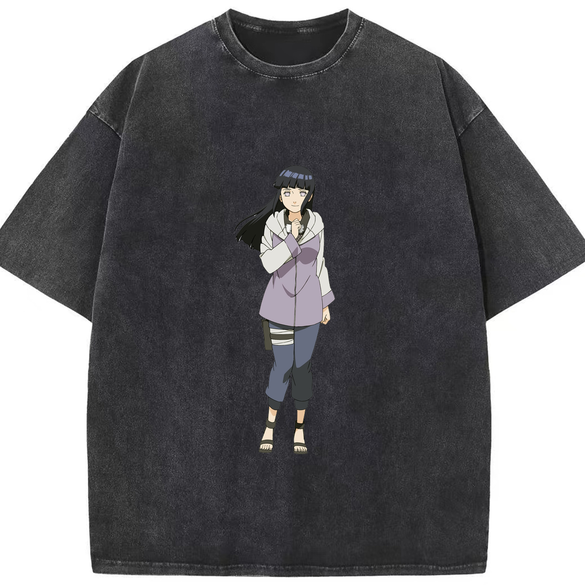 （画像用） NARUTO -ナルト- 日向ヒナタ Hyūga Hinata 綿100% ヴィンテージ風 半袖Tシャツ（フロントプリント）
