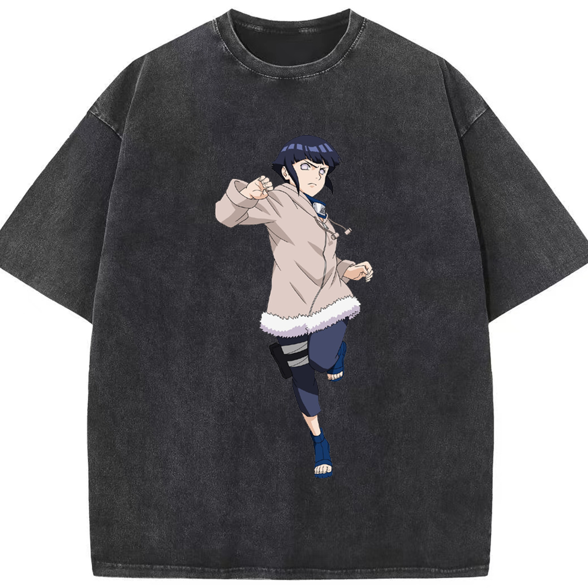 （画像用） NARUTO -ナルト- 日向ヒナタ Hyūga Hinata 綿100% ヴィンテージ風 半袖Tシャツ（フロントプリント）