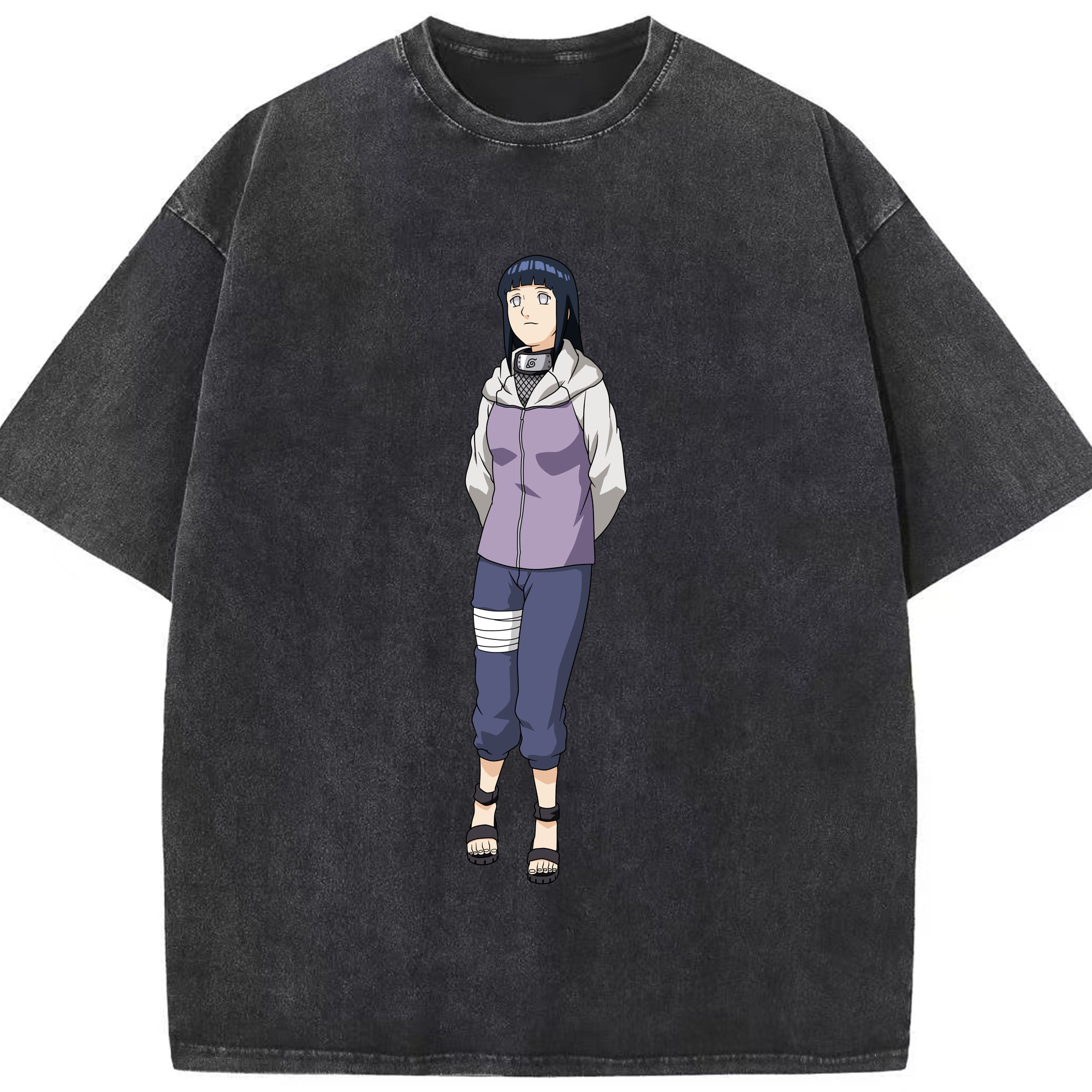 （画像用） NARUTO -ナルト- 日向ヒナタ Hyūga Hinata 綿100% ヴィンテージ風 半袖Tシャツ（フロントプリント）