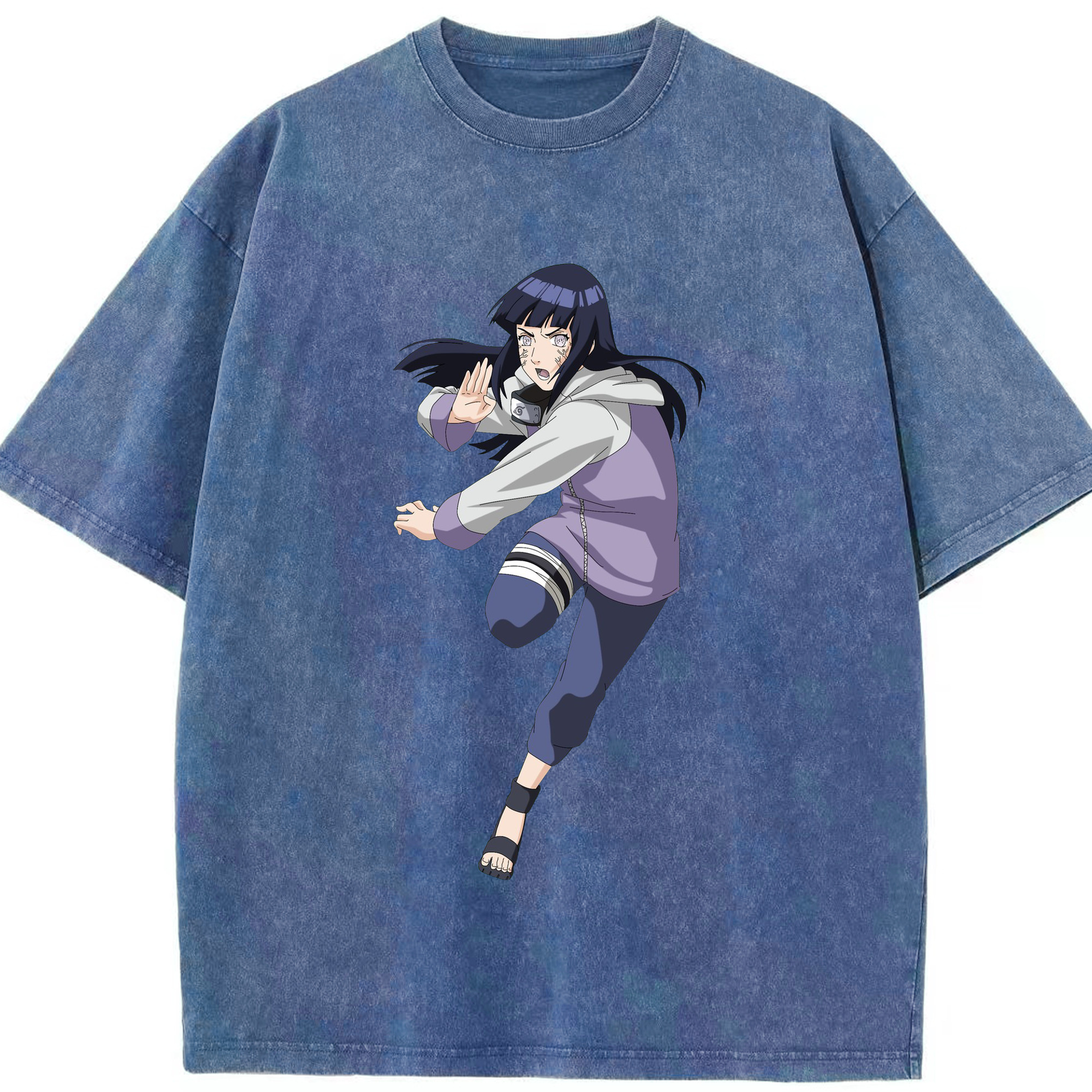 （画像用） NARUTO -ナルト- 日向ヒナタ Hyūga Hinata 綿100% ヴィンテージ風 半袖Tシャツ（フロントプリント）