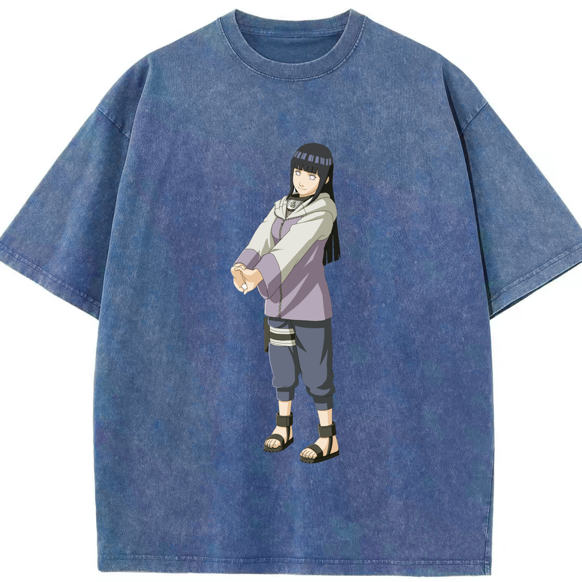（画像用） NARUTO -ナルト- 日向ヒナタ Hyūga Hinata 綿100% ヴィンテージ風 半袖Tシャツ（フロントプリント）