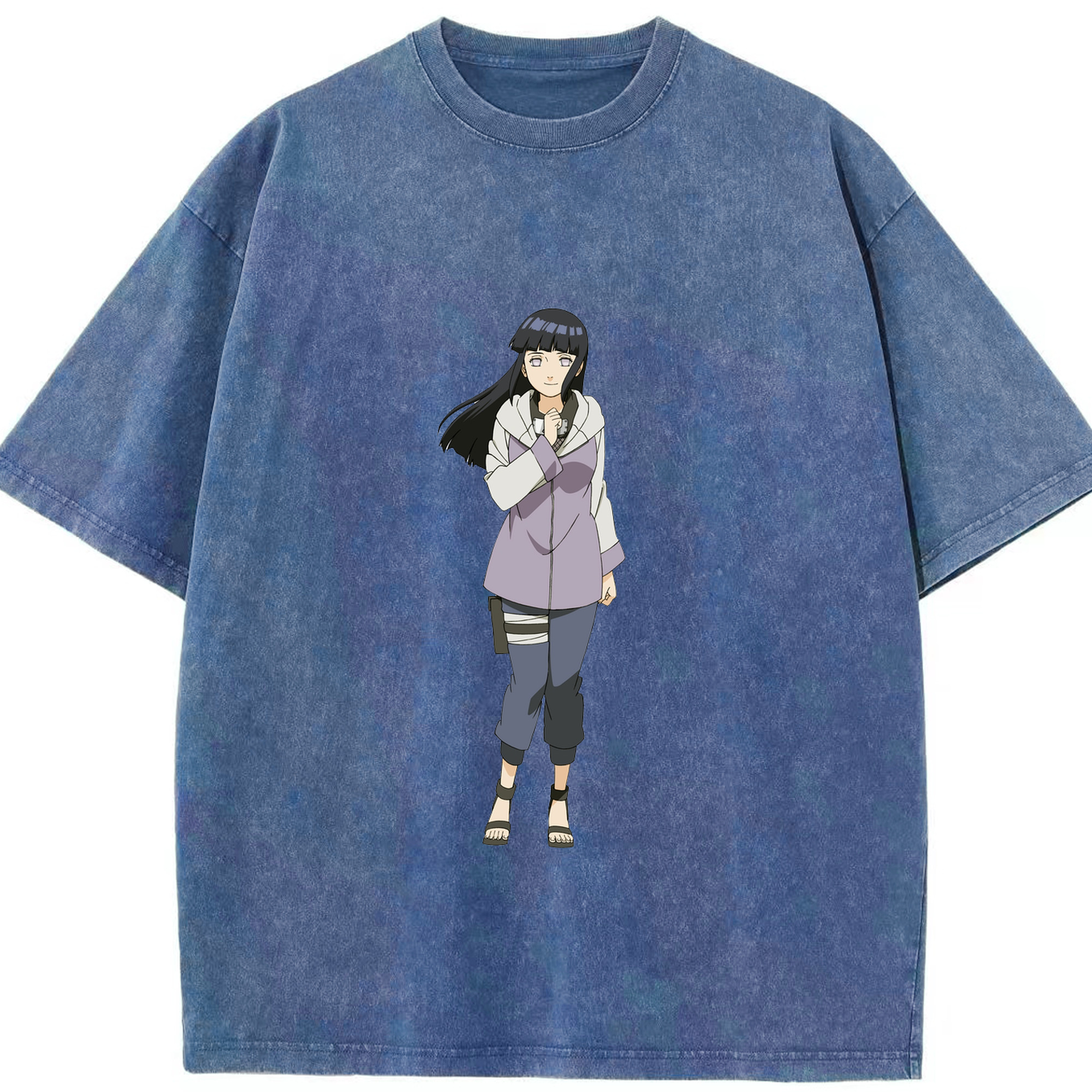 （画像用） NARUTO -ナルト- 日向ヒナタ Hyūga Hinata 綿100% ヴィンテージ風 半袖Tシャツ（フロントプリント）