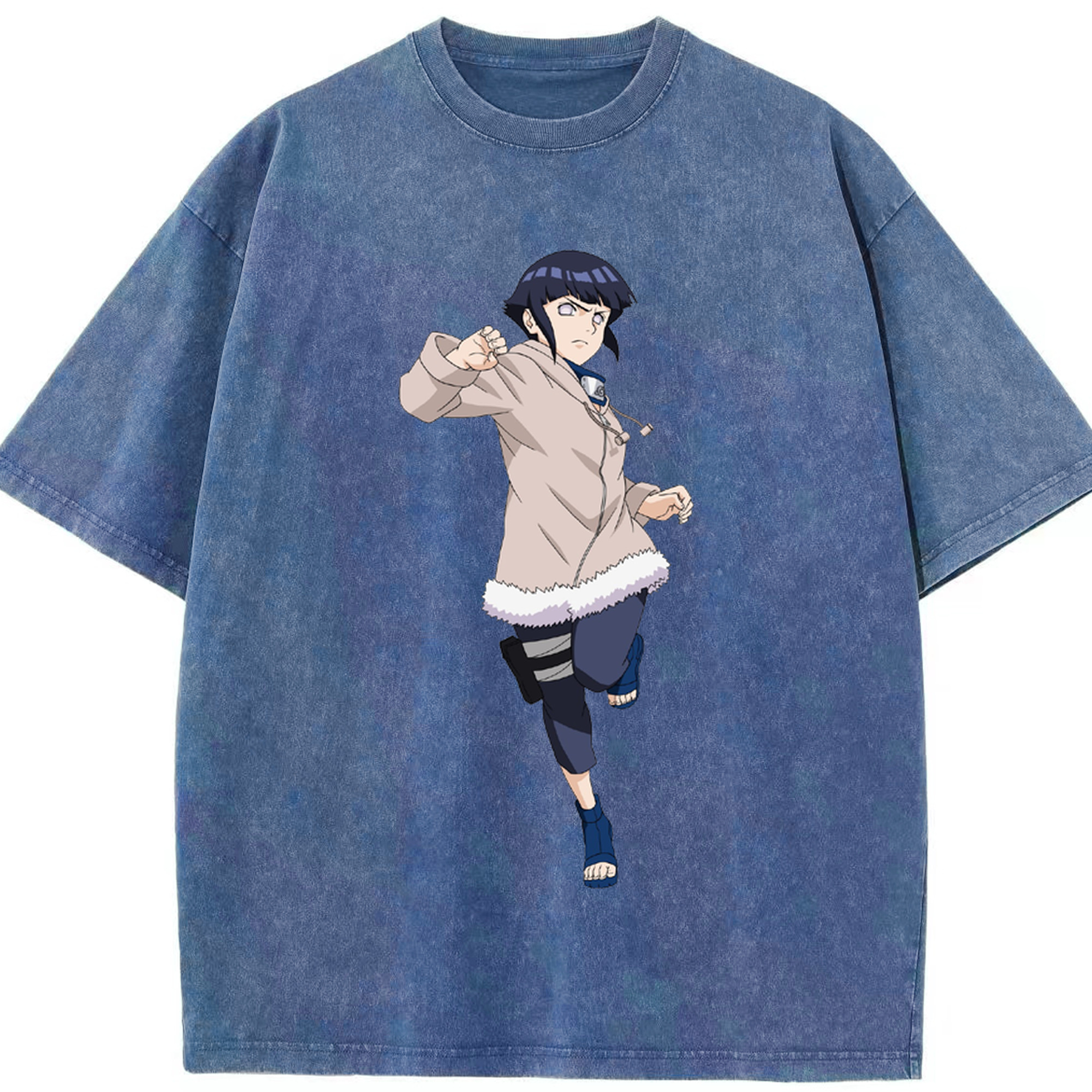 （画像用） NARUTO -ナルト- 日向ヒナタ Hyūga Hinata 綿100% ヴィンテージ風 半袖Tシャツ（フロントプリント）