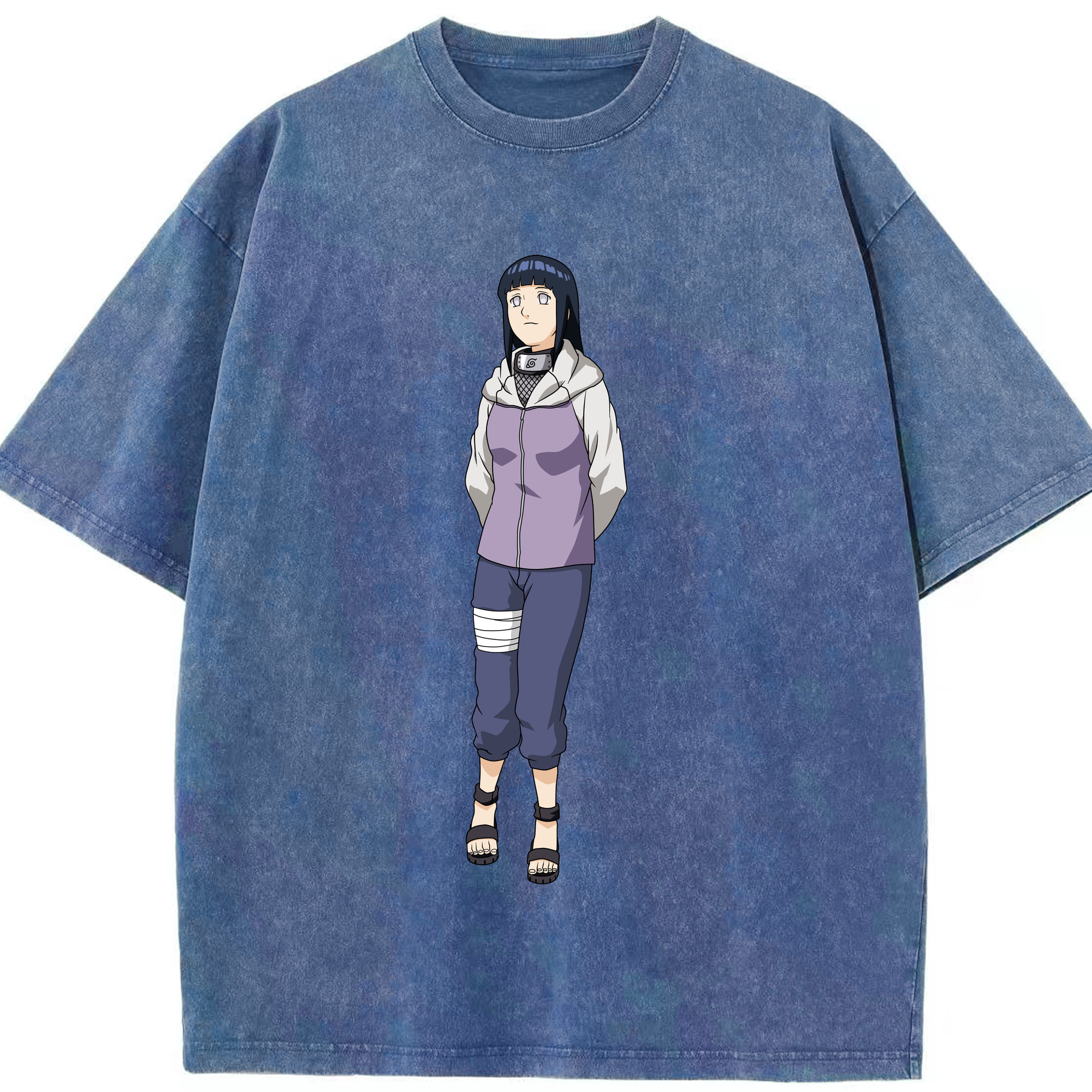 （画像用） NARUTO -ナルト- 日向ヒナタ Hyūga Hinata 綿100% ヴィンテージ風 半袖Tシャツ（フロントプリント）