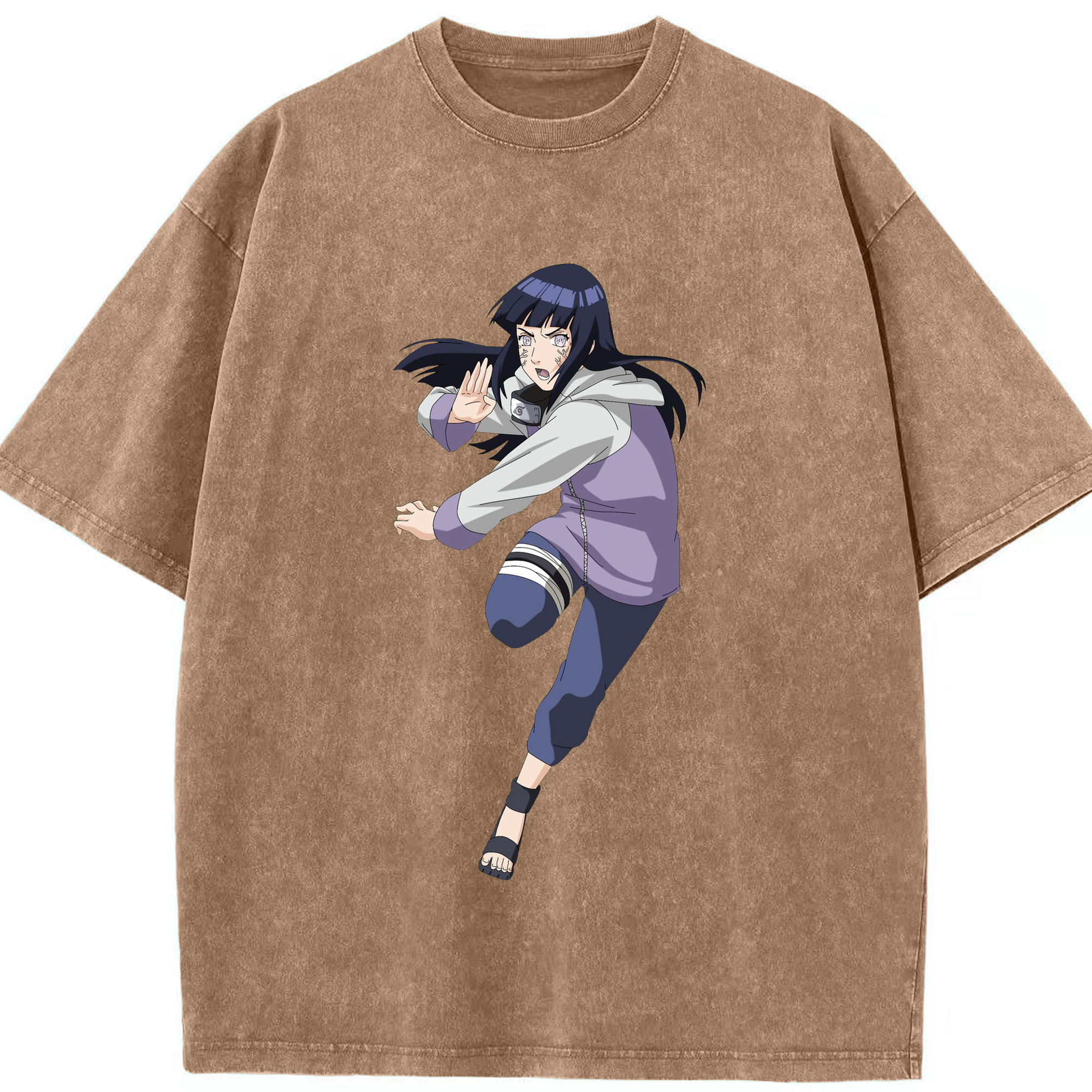 （画像用） NARUTO -ナルト- 日向ヒナタ Hyūga Hinata 綿100% ヴィンテージ風 半袖Tシャツ（フロントプリント）