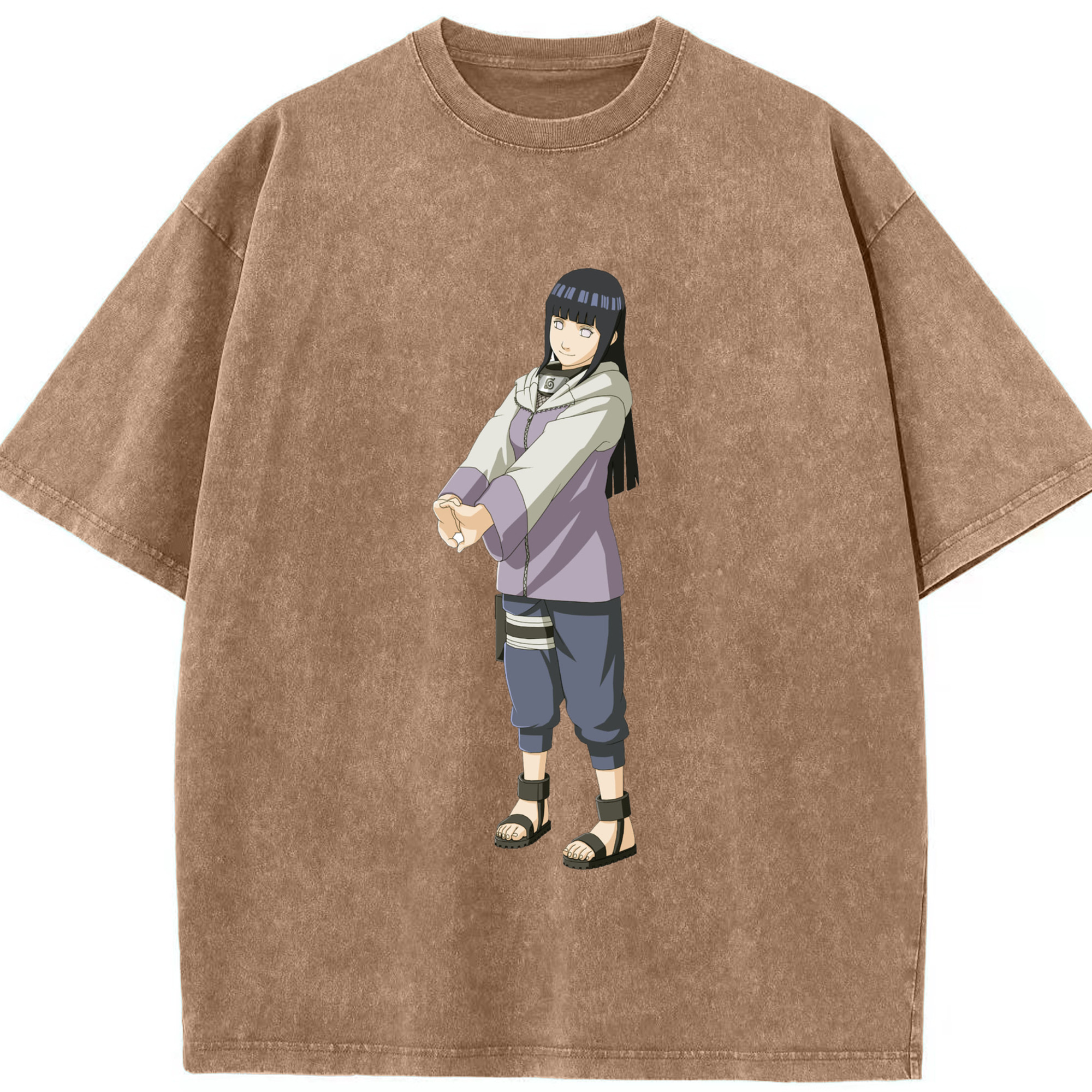 （画像用） NARUTO -ナルト- 日向ヒナタ Hyūga Hinata 綿100% ヴィンテージ風 半袖Tシャツ（フロントプリント）
