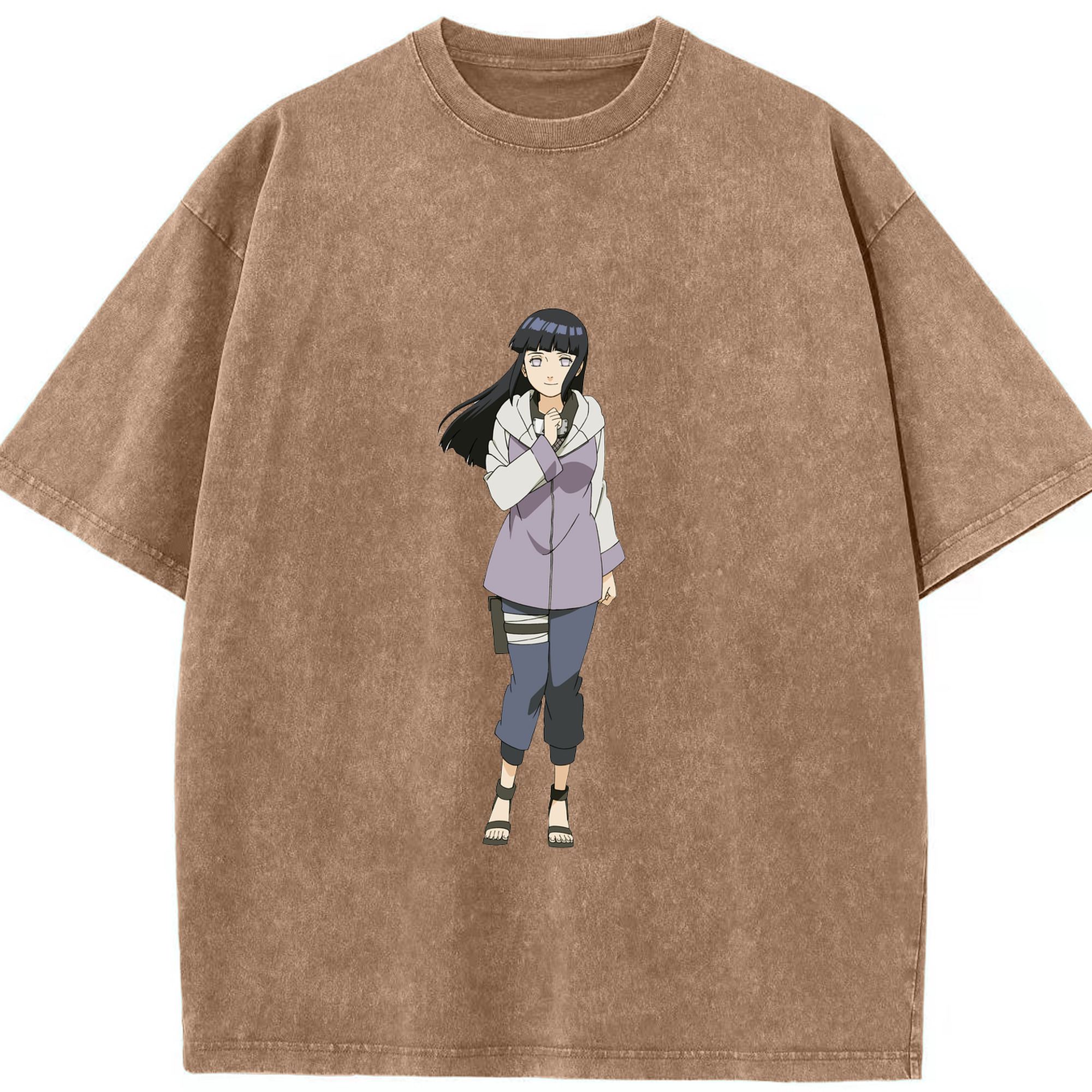 （画像用） NARUTO -ナルト- 日向ヒナタ Hyūga Hinata 綿100% ヴィンテージ風 半袖Tシャツ（フロントプリント）