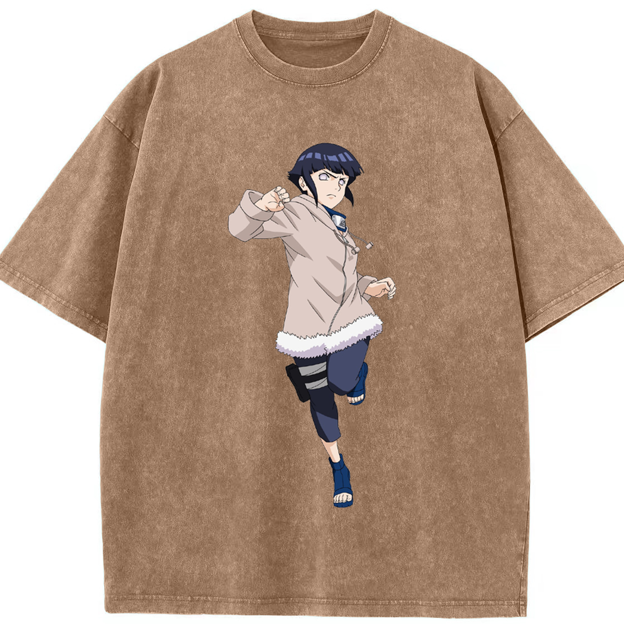 （画像用） NARUTO -ナルト- 日向ヒナタ Hyūga Hinata 綿100% ヴィンテージ風 半袖Tシャツ（フロントプリント）