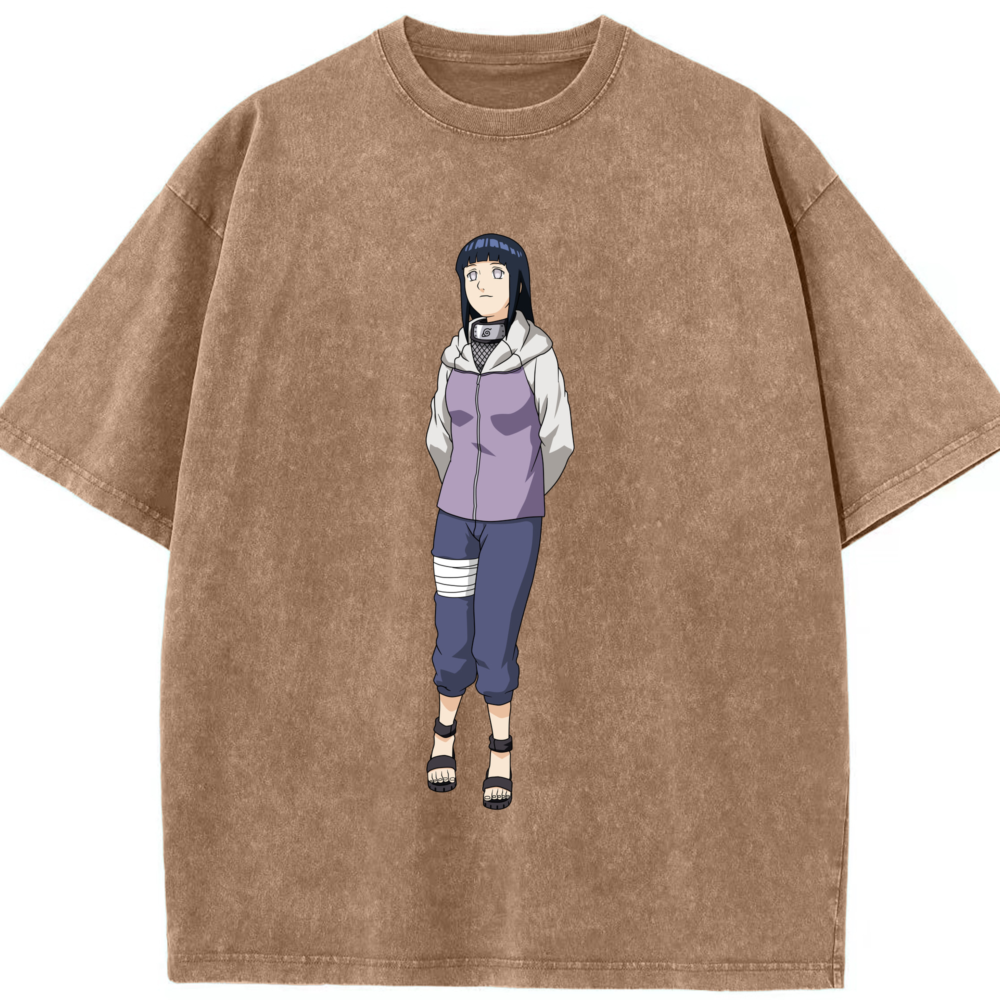 （画像用） NARUTO -ナルト- 日向ヒナタ Hyūga Hinata 綿100% ヴィンテージ風 半袖Tシャツ（フロントプリント）