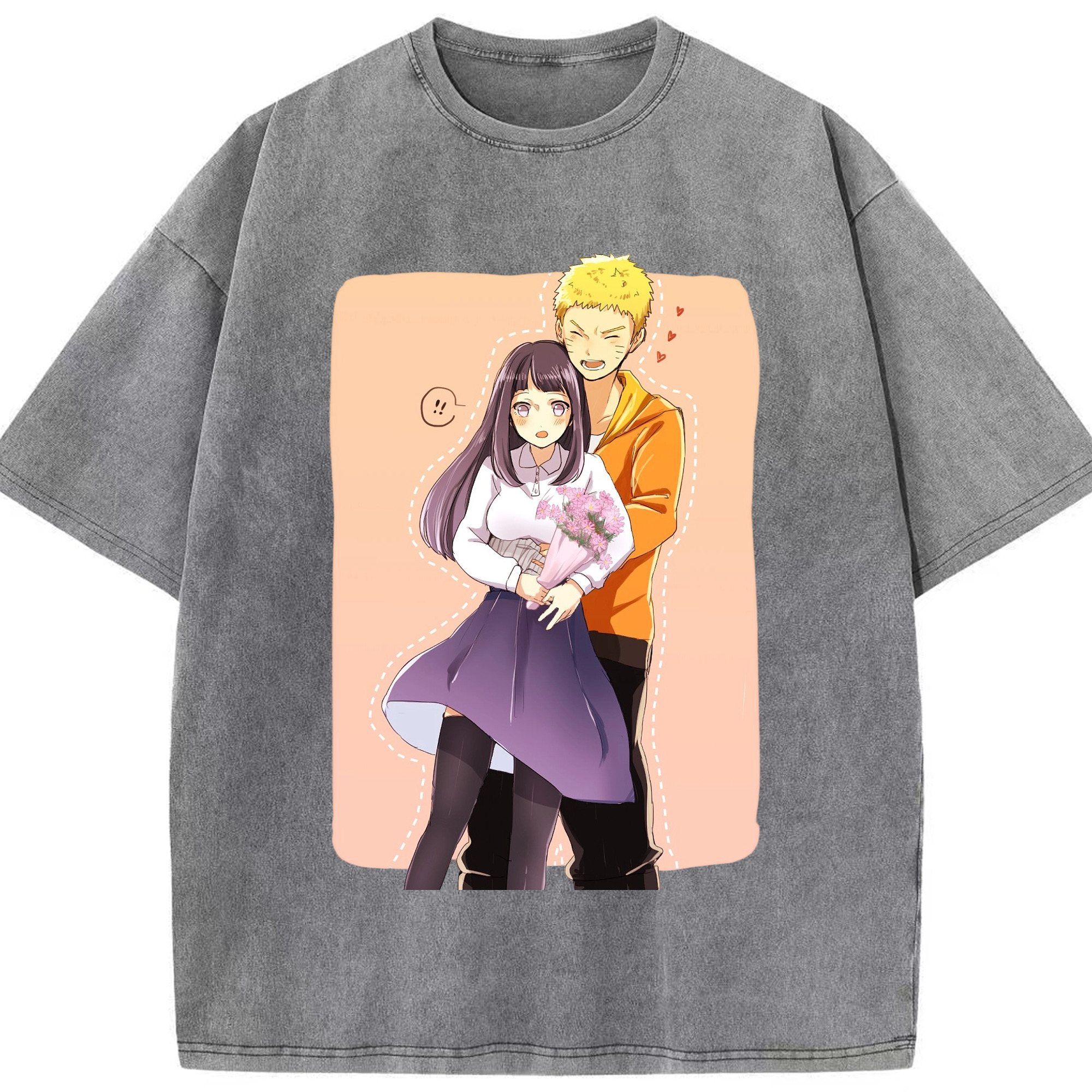 （画像用） NARUTO -ナルト- 日向ヒナタ Hyūga Hinata 綿100% ヴィンテージ風 半袖Tシャツ（フロントプリント）