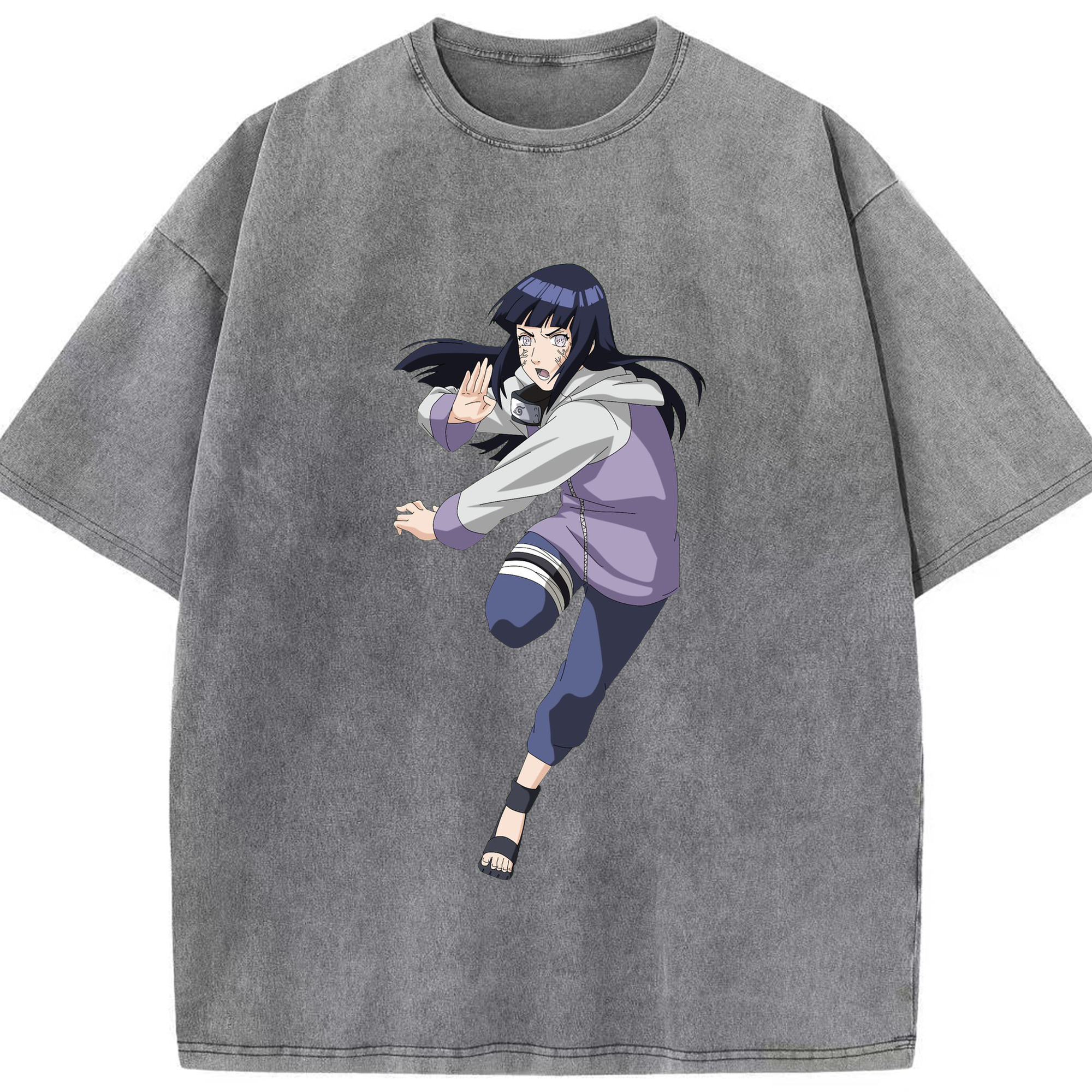 （画像用） NARUTO -ナルト- 日向ヒナタ Hyūga Hinata 綿100% ヴィンテージ風 半袖Tシャツ（フロントプリント）