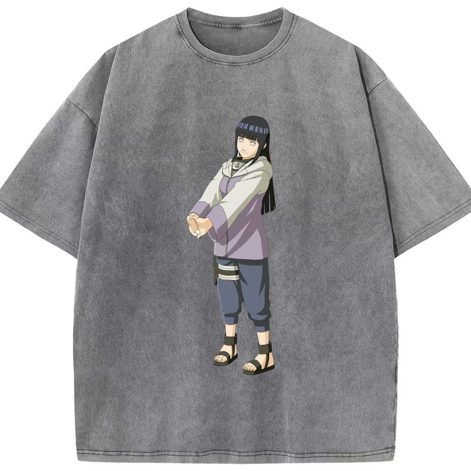 （画像用） NARUTO -ナルト- 日向ヒナタ Hyūga Hinata 綿100% ヴィンテージ風 半袖Tシャツ（フロントプリント）