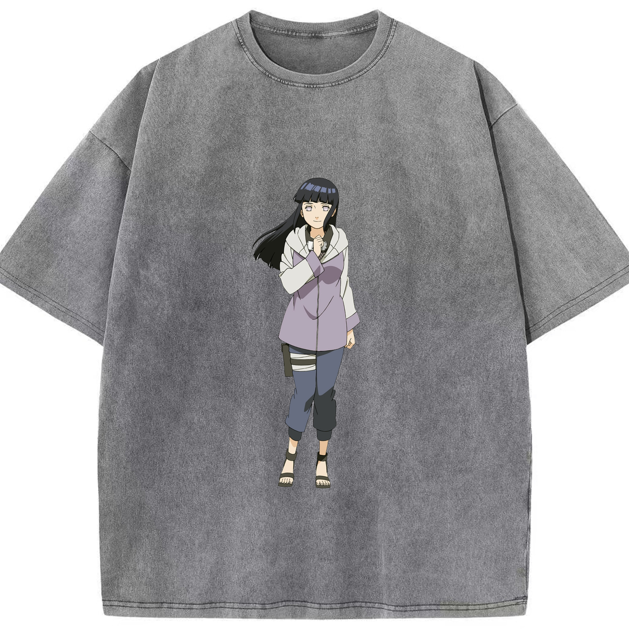 （画像用） NARUTO -ナルト- 日向ヒナタ Hyūga Hinata 綿100% ヴィンテージ風 半袖Tシャツ（フロントプリント）