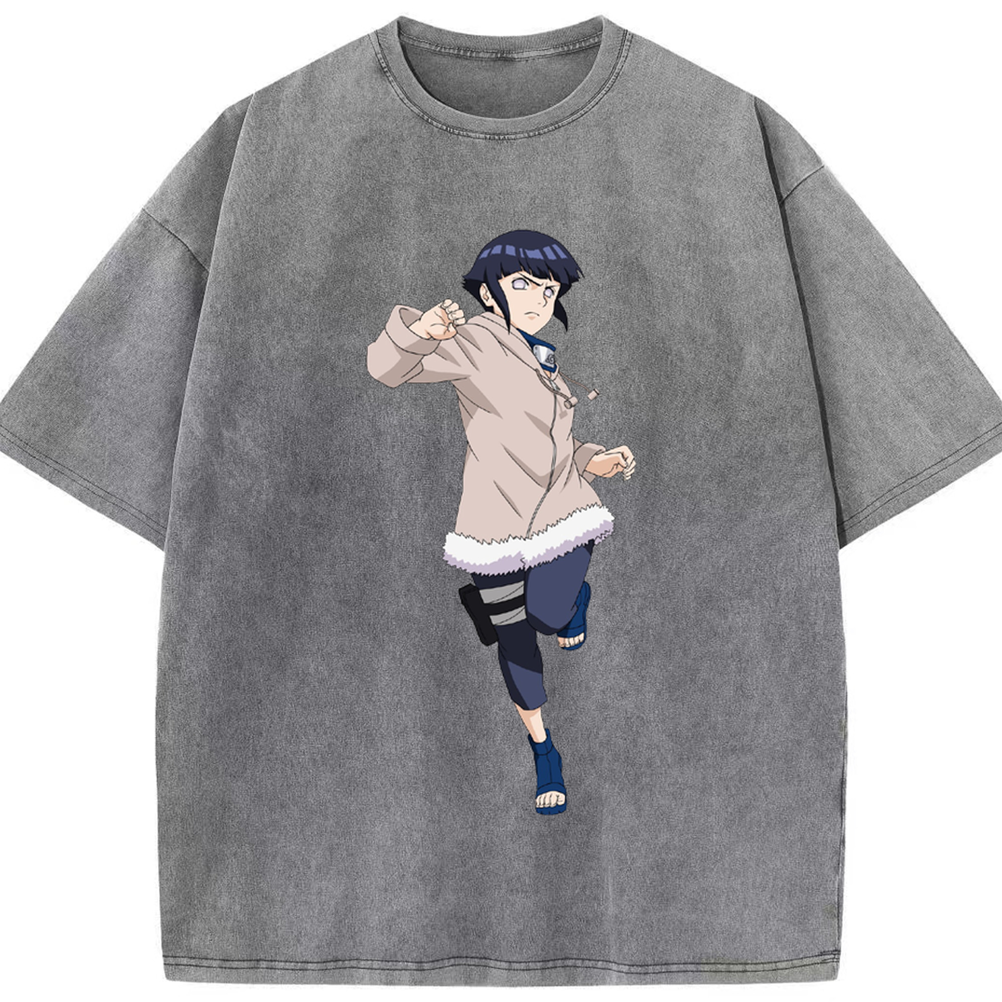 （画像用） NARUTO -ナルト- 日向ヒナタ Hyūga Hinata 綿100% ヴィンテージ風 半袖Tシャツ（フロントプリント）