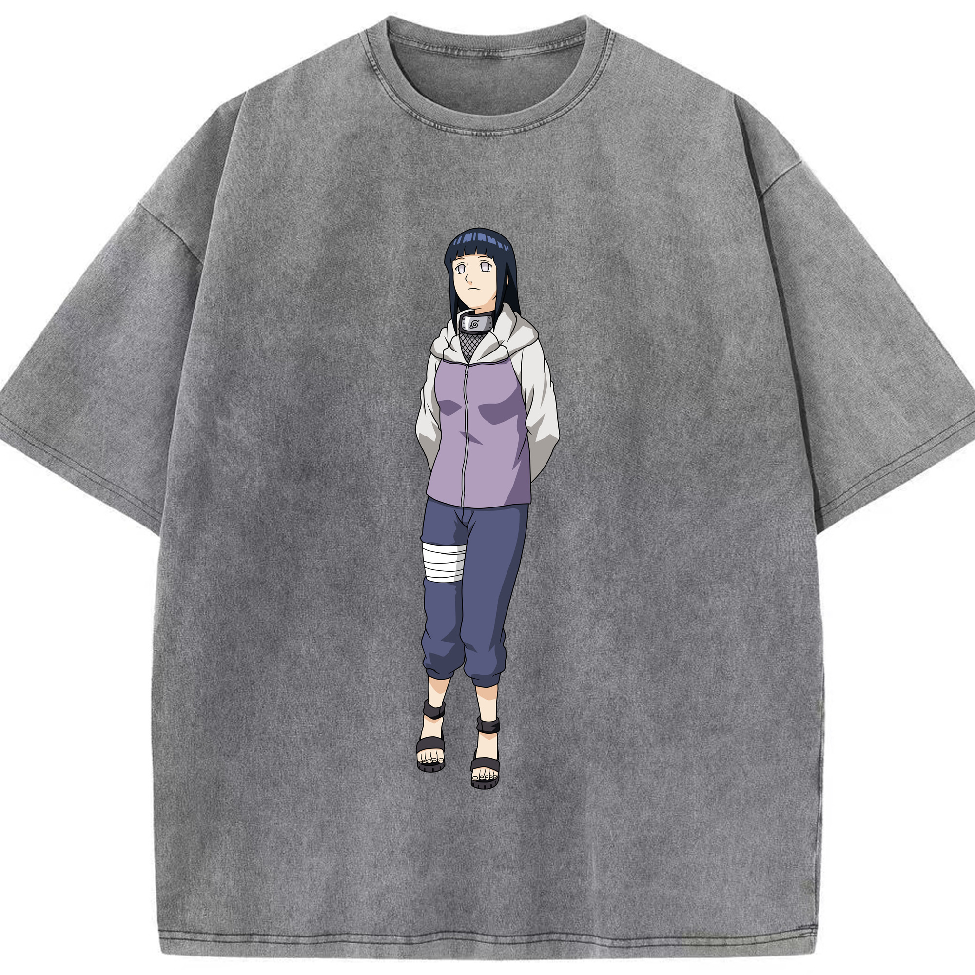 （画像用） NARUTO -ナルト- 日向ヒナタ Hyūga Hinata 綿100% ヴィンテージ風 半袖Tシャツ（フロントプリント）