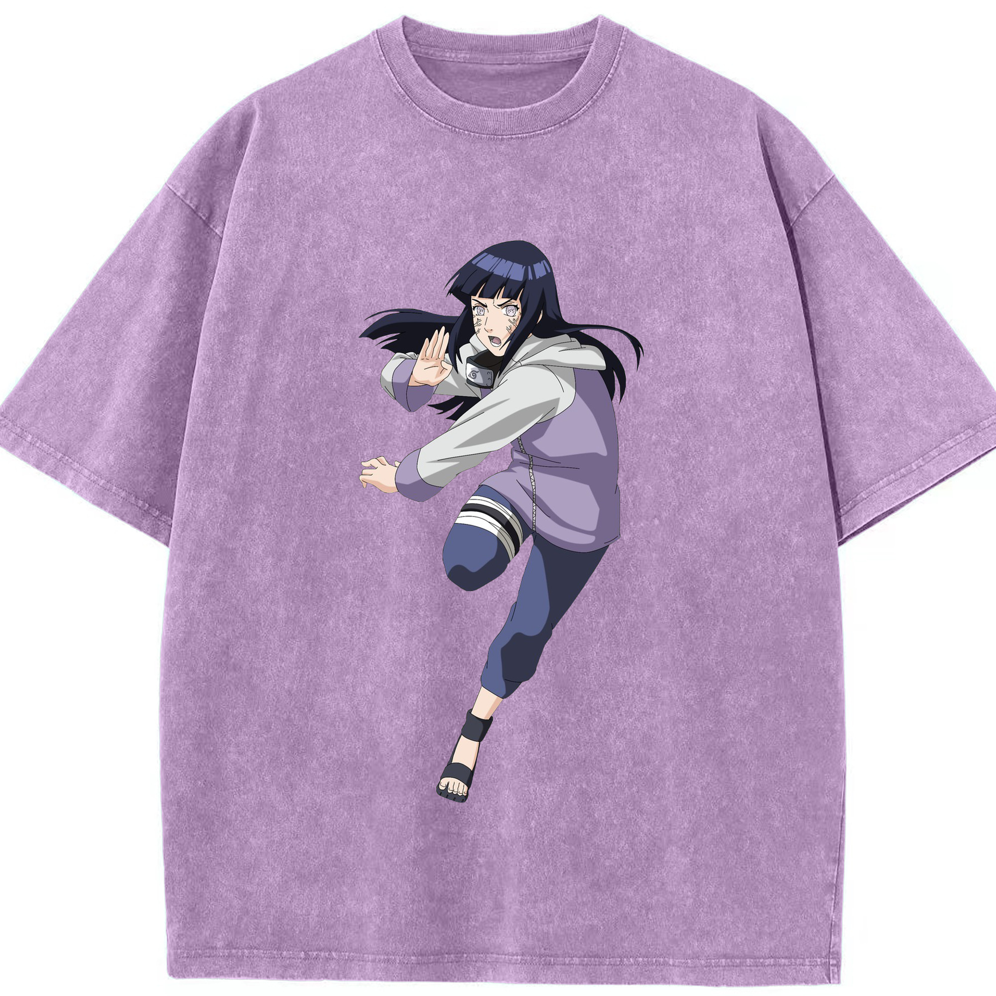（画像用） NARUTO -ナルト- 日向ヒナタ Hyūga Hinata 綿100% ヴィンテージ風 半袖Tシャツ（フロントプリント）