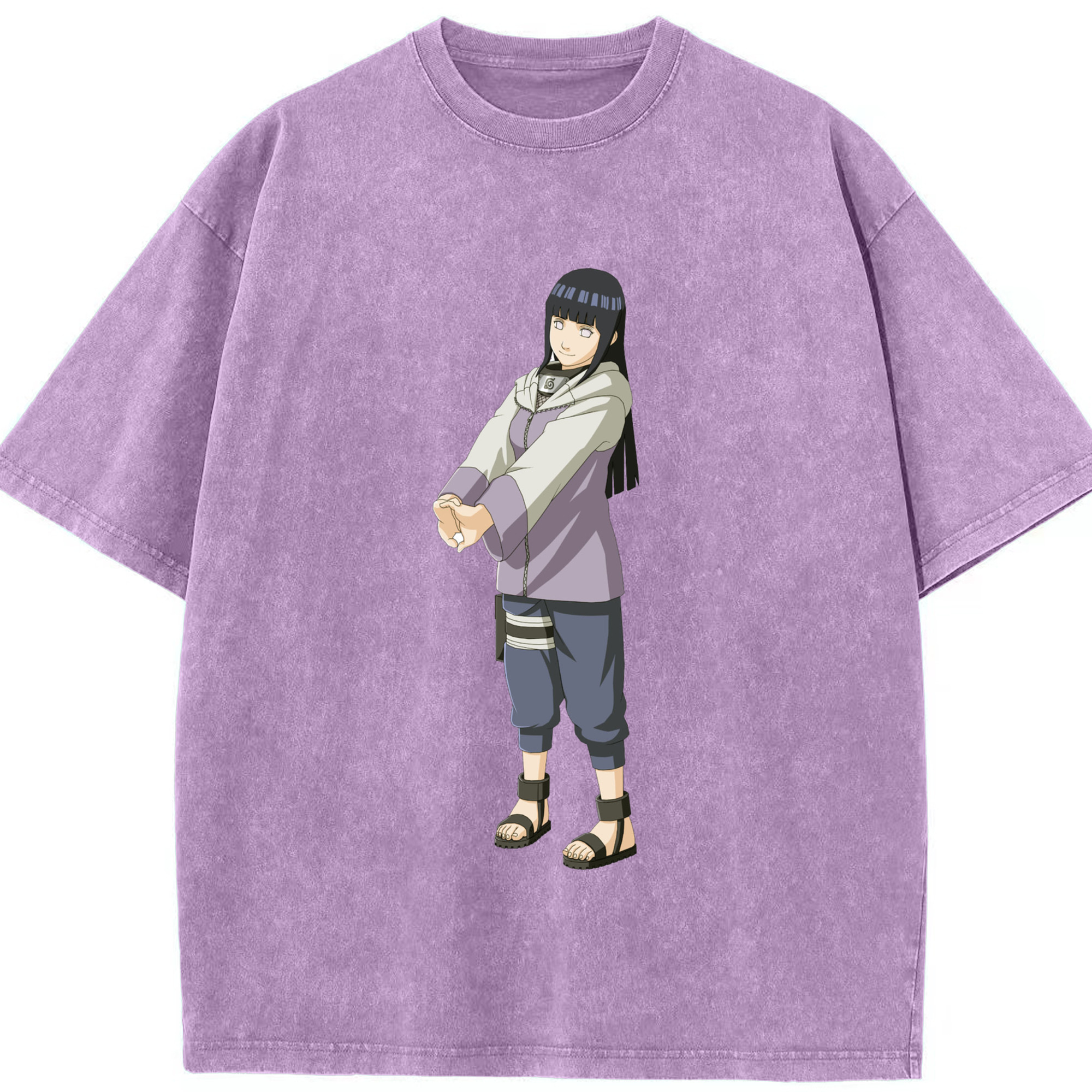 （画像用） NARUTO -ナルト- 日向ヒナタ Hyūga Hinata 綿100% ヴィンテージ風 半袖Tシャツ（フロントプリント）