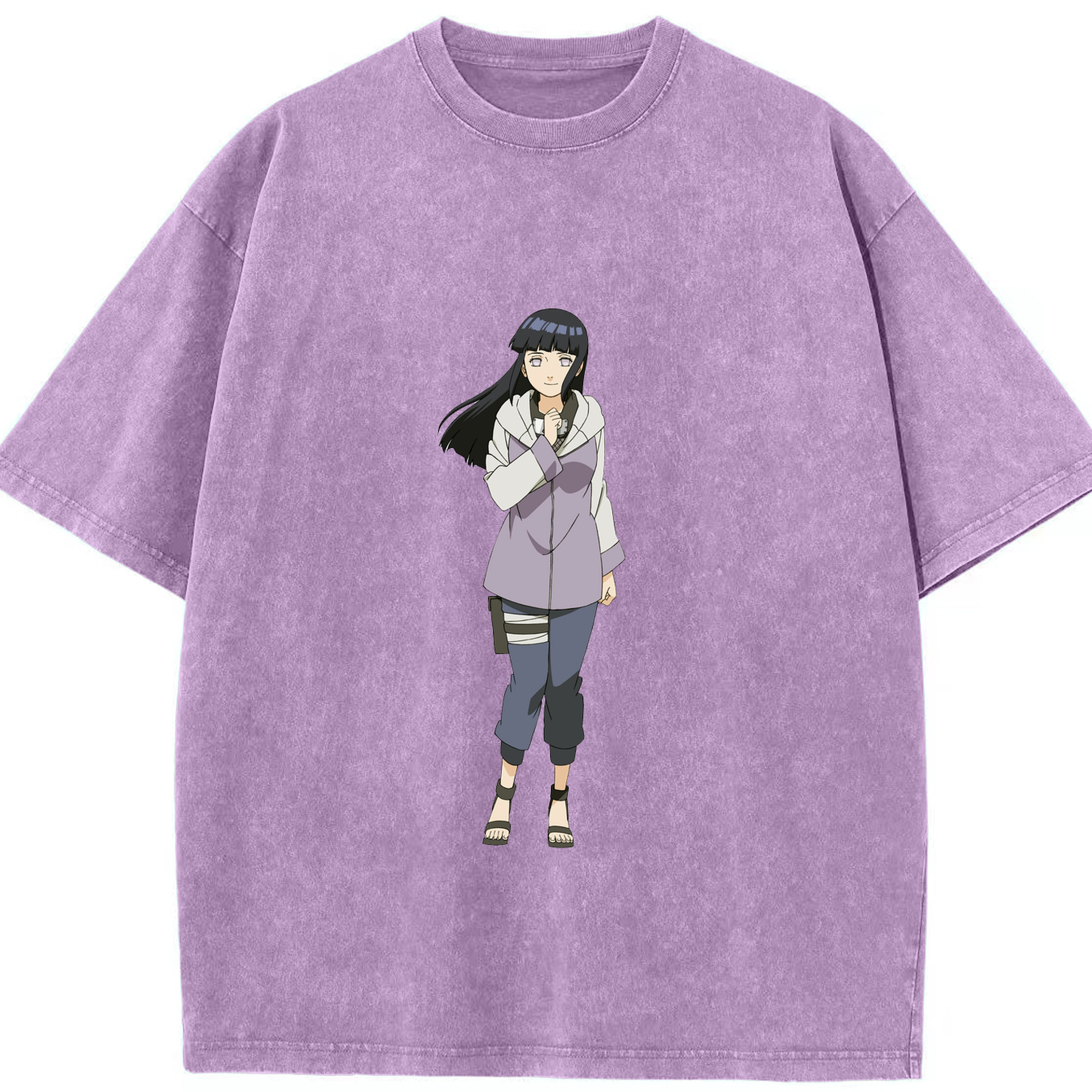 （画像用） NARUTO -ナルト- 日向ヒナタ Hyūga Hinata 綿100% ヴィンテージ風 半袖Tシャツ（フロントプリント）