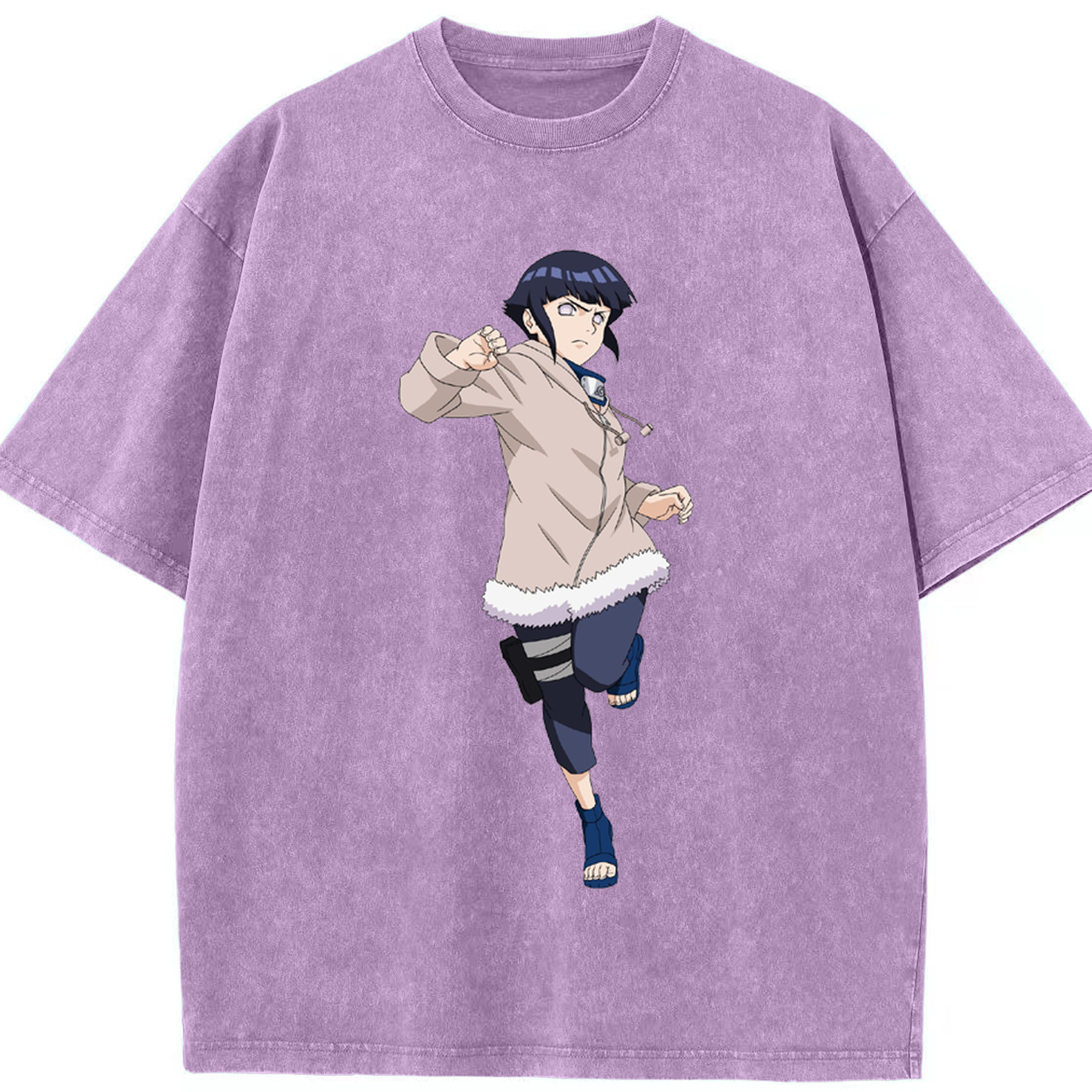 （画像用） NARUTO -ナルト- 日向ヒナタ Hyūga Hinata 綿100% ヴィンテージ風 半袖Tシャツ（フロントプリント）