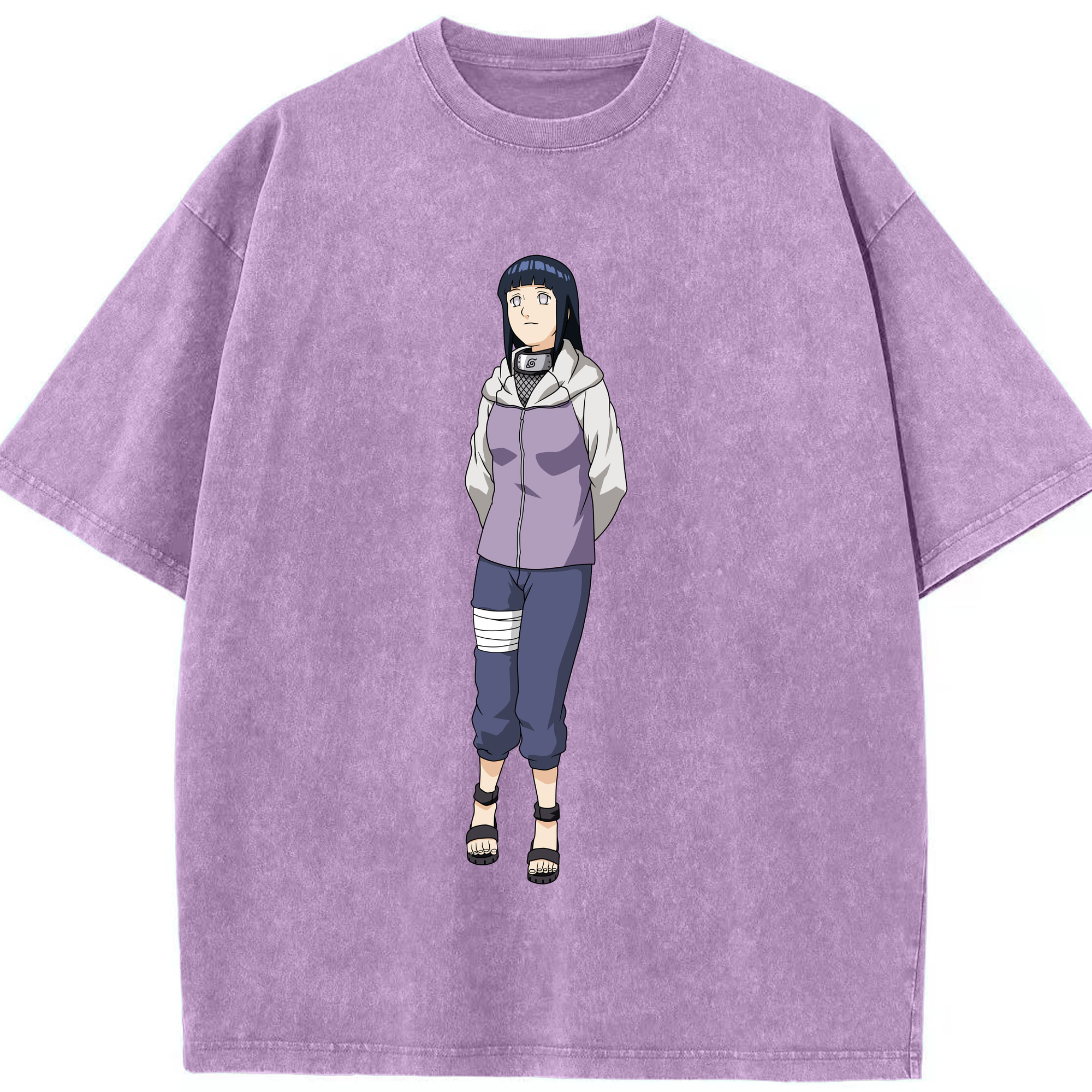 （画像用） NARUTO -ナルト- 日向ヒナタ Hyūga Hinata 綿100% ヴィンテージ風 半袖Tシャツ（フロントプリント）