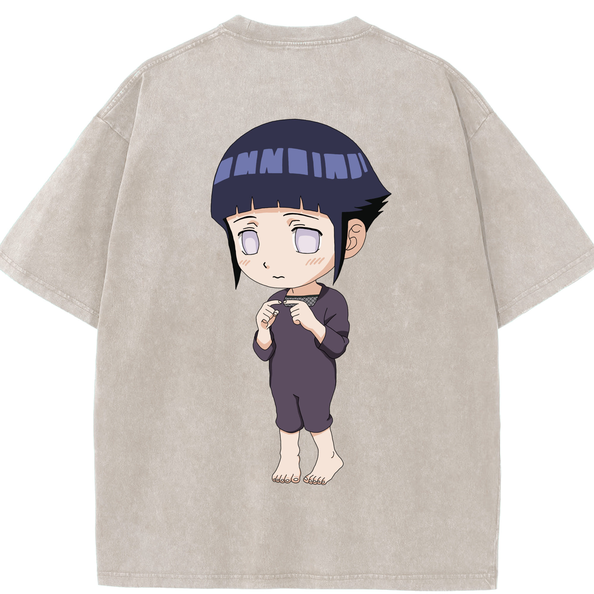 （画像用） NARUTO -ナルト- 日向ヒナタ Hyūga Hinata 綿100% ヴィンテージ風 半袖Tシャツ（背面プリント）