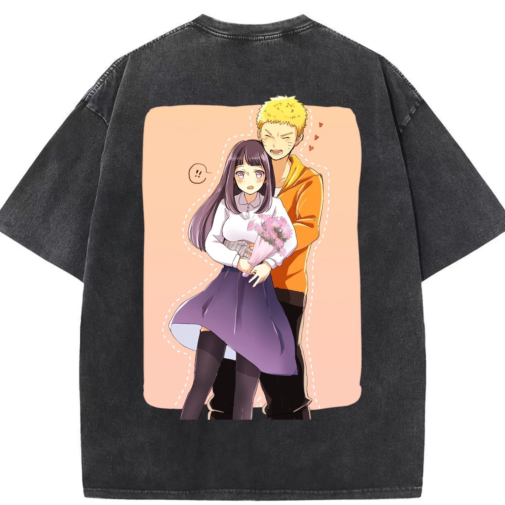 （画像用） NARUTO -ナルト- 日向ヒナタ Hyūga Hinata 綿100% ヴィンテージ風 半袖Tシャツ（背面プリント）