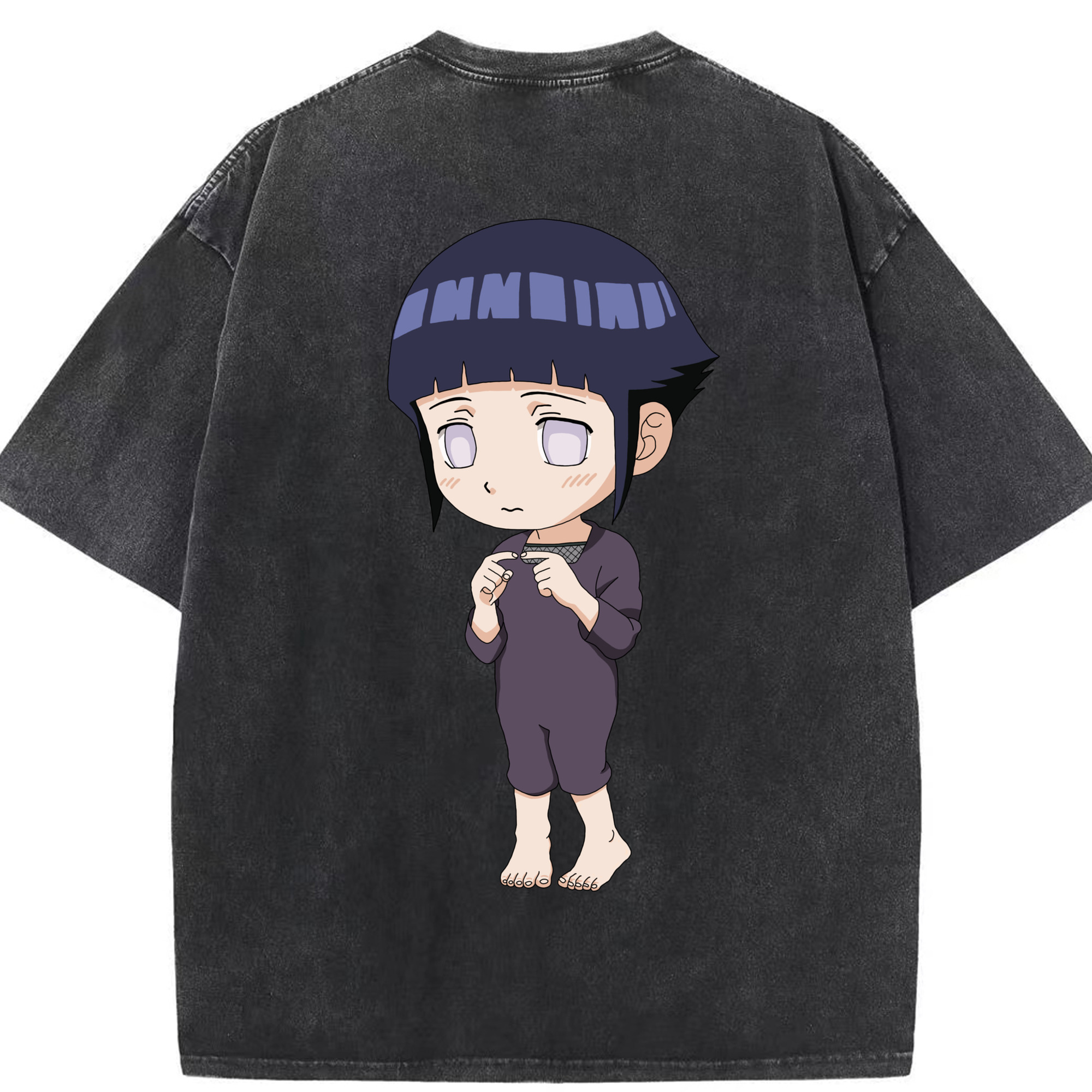 （画像用） NARUTO -ナルト- 日向ヒナタ Hyūga Hinata 綿100% ヴィンテージ風 半袖Tシャツ（背面プリント）