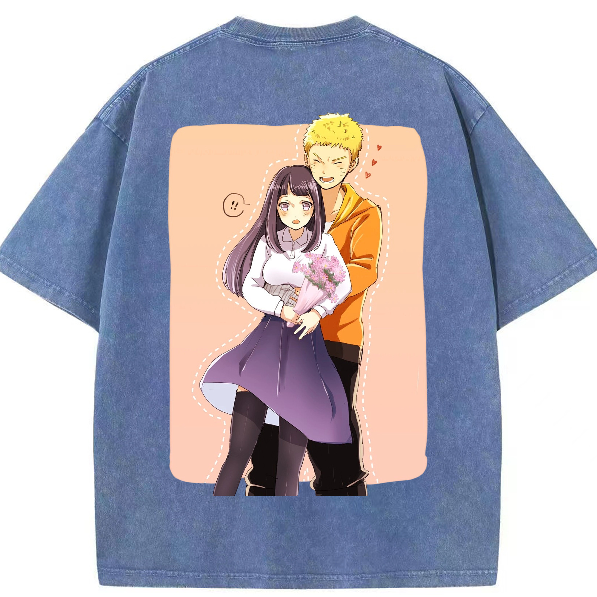 （画像用） NARUTO -ナルト- 日向ヒナタ Hyūga Hinata 綿100% ヴィンテージ風 半袖Tシャツ（背面プリント）