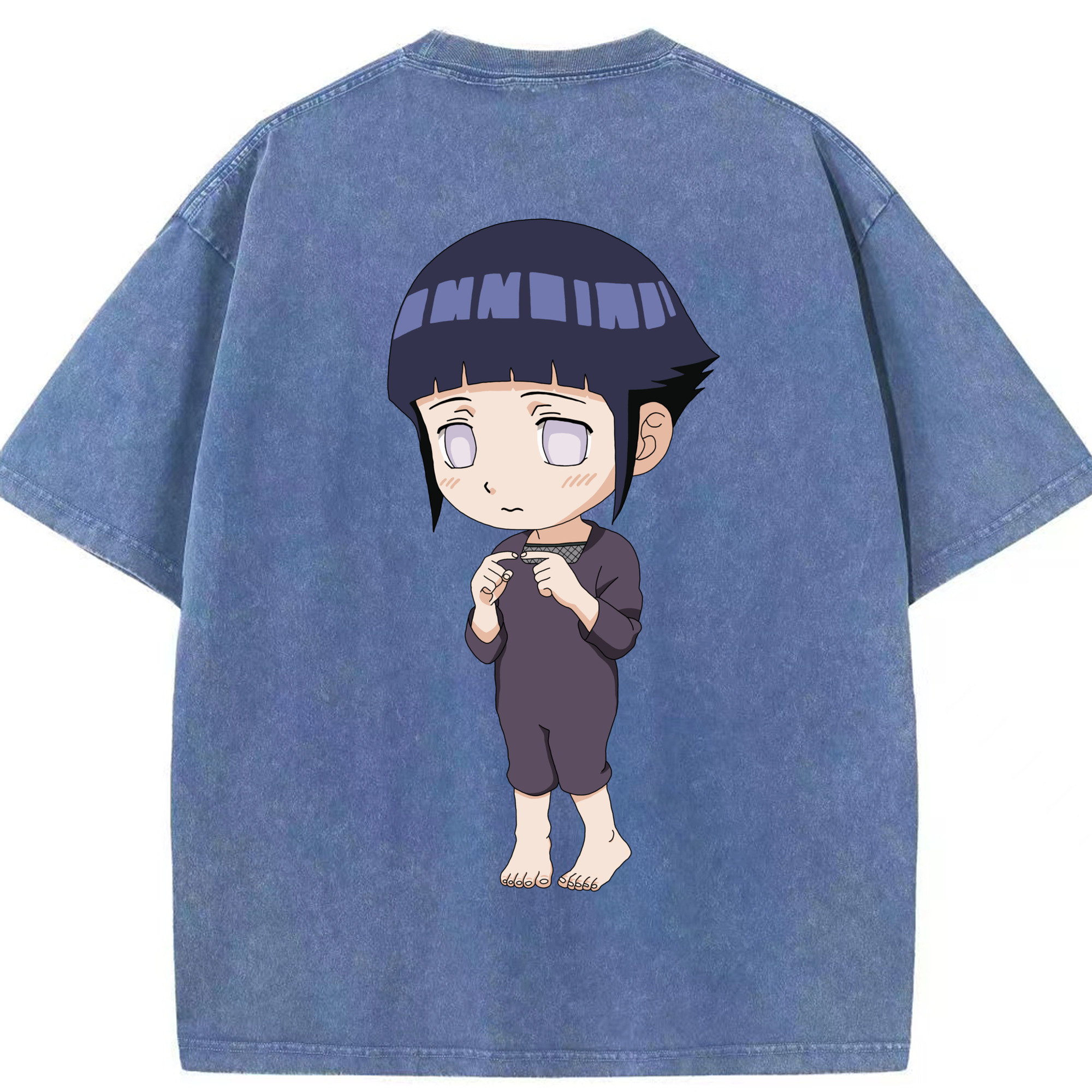 （画像用） NARUTO -ナルト- 日向ヒナタ Hyūga Hinata 綿100% ヴィンテージ風 半袖Tシャツ（背面プリント）