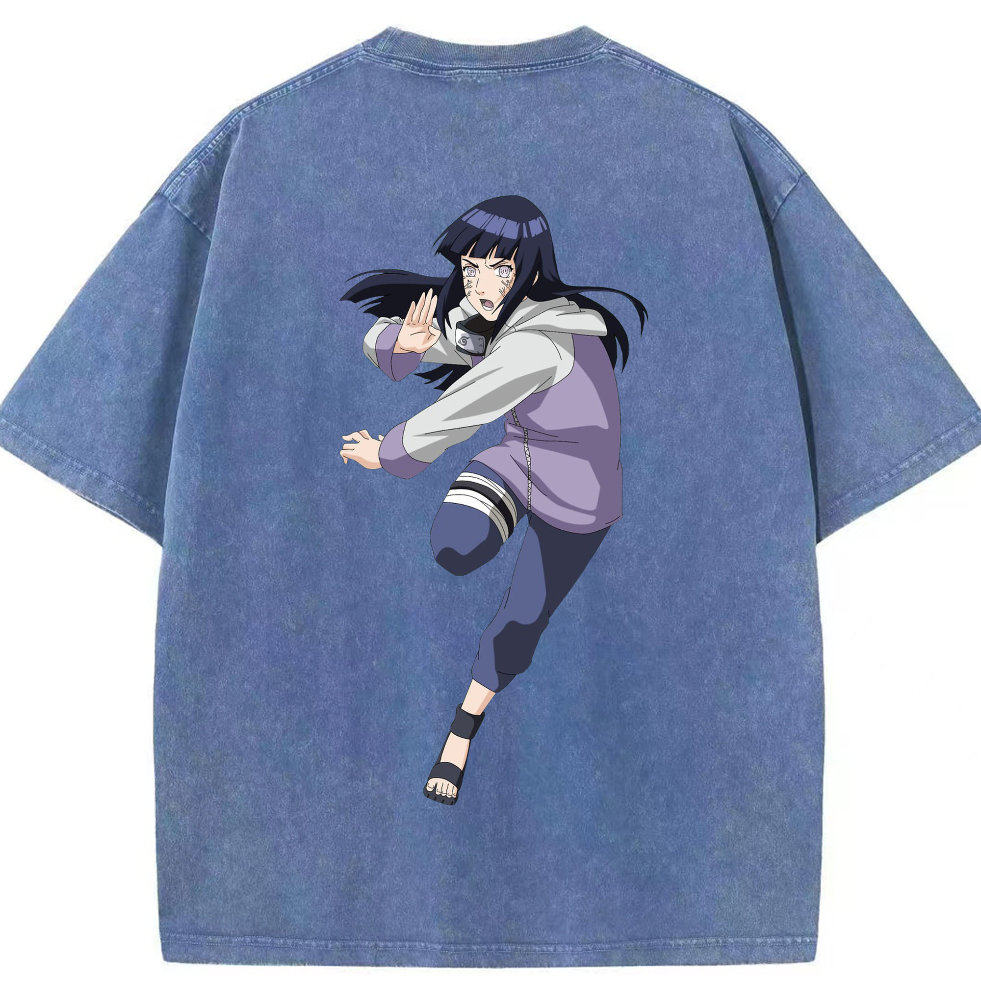 （画像用） NARUTO -ナルト- 日向ヒナタ Hyūga Hinata 綿100% ヴィンテージ風 半袖Tシャツ（背面プリント）