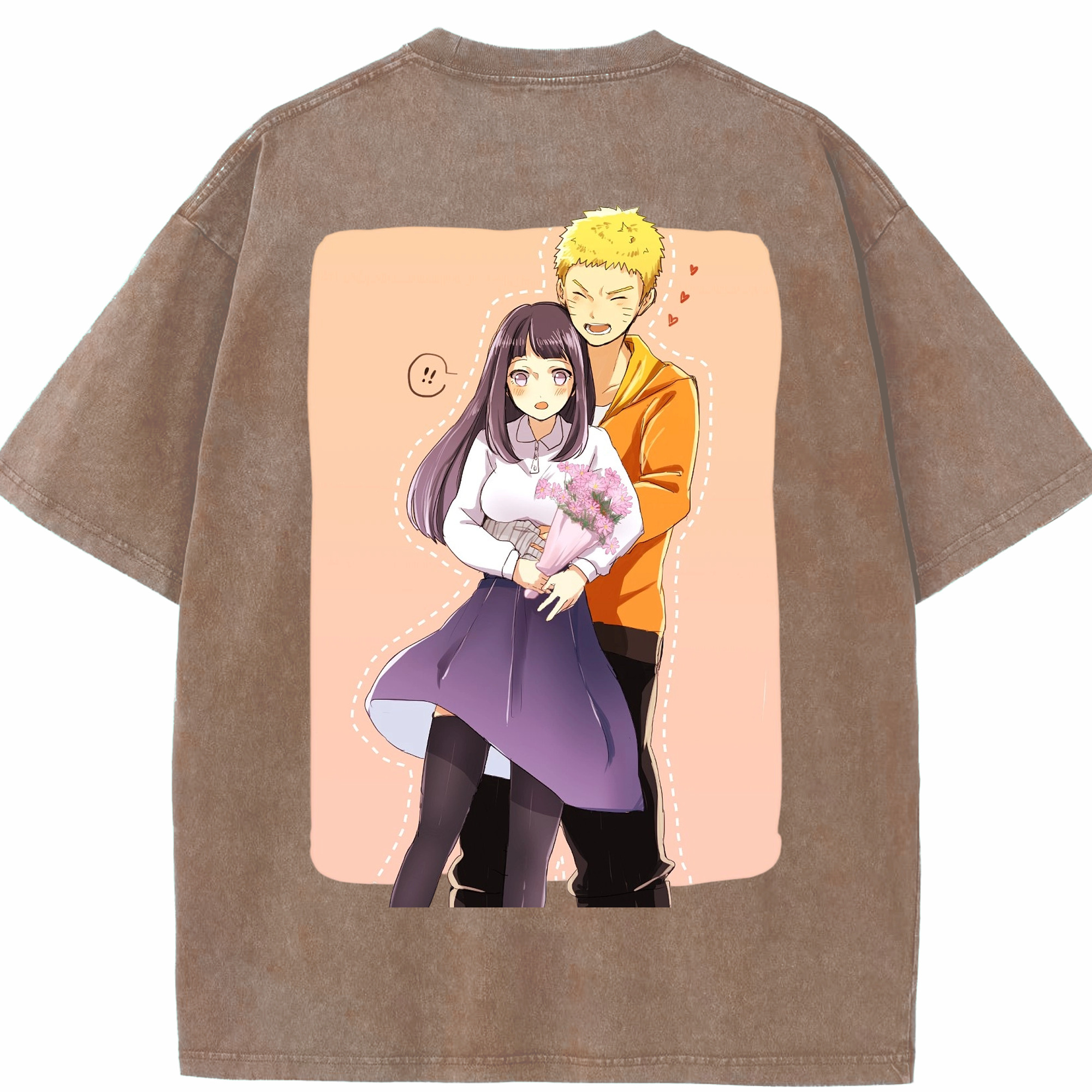（画像用） NARUTO -ナルト- 日向ヒナタ Hyūga Hinata 綿100% ヴィンテージ風 半袖Tシャツ（背面プリント）