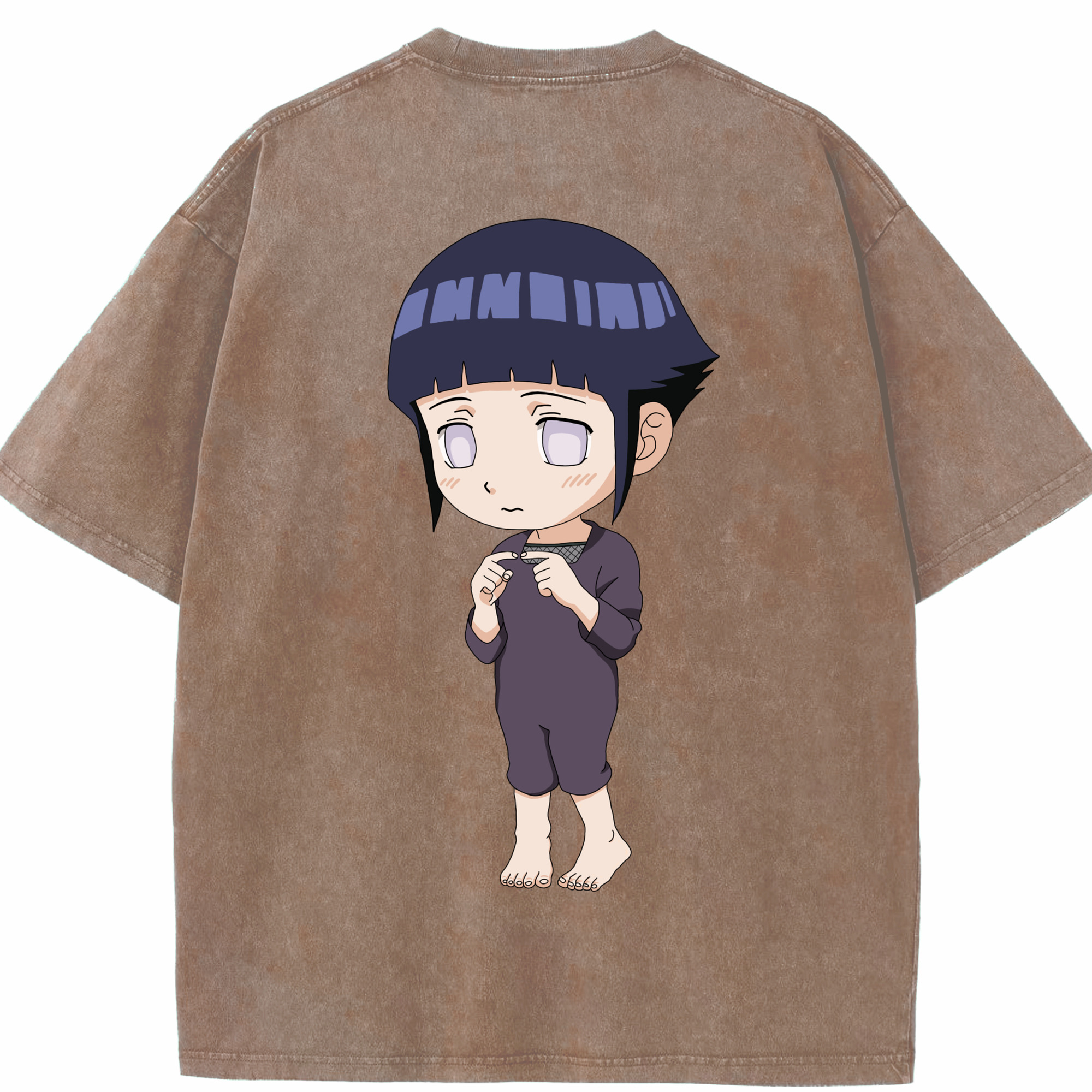 （画像用） NARUTO -ナルト- 日向ヒナタ Hyūga Hinata 綿100% ヴィンテージ風 半袖Tシャツ（背面プリント）