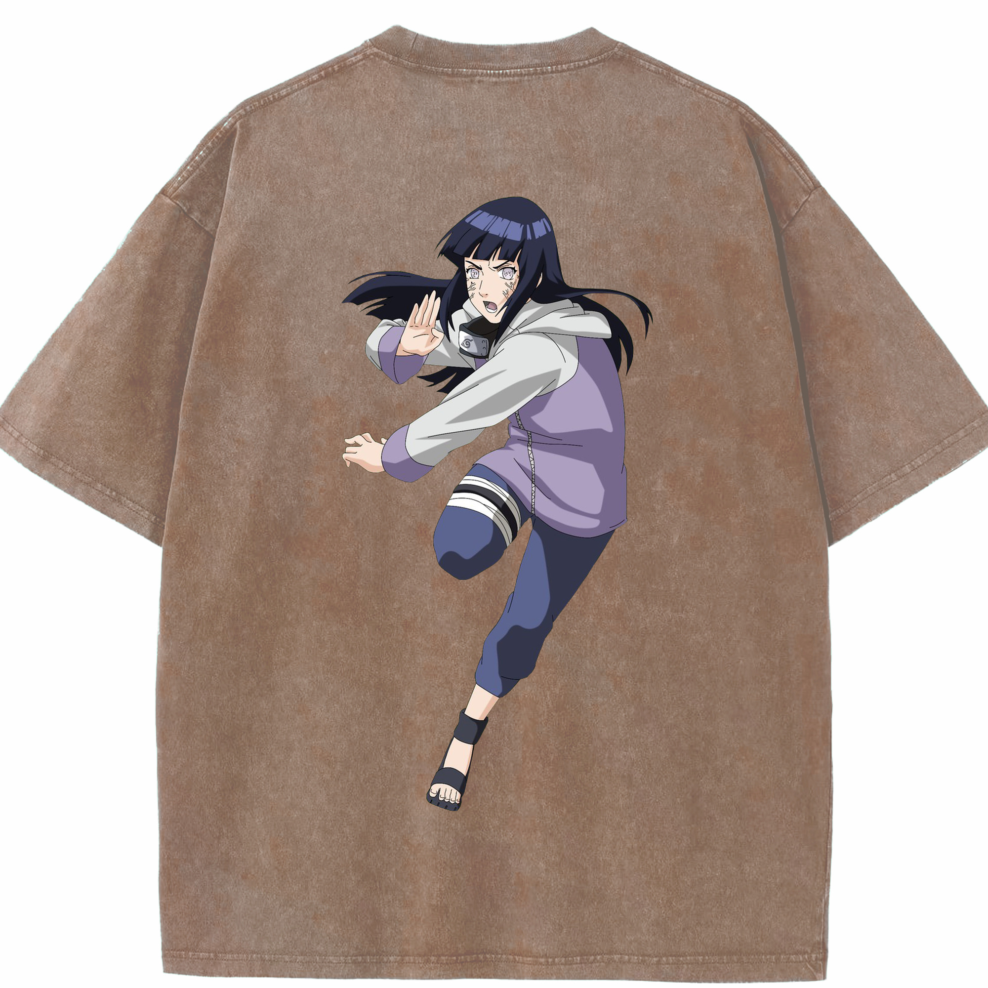 （画像用） NARUTO -ナルト- 日向ヒナタ Hyūga Hinata 綿100% ヴィンテージ風 半袖Tシャツ（背面プリント）