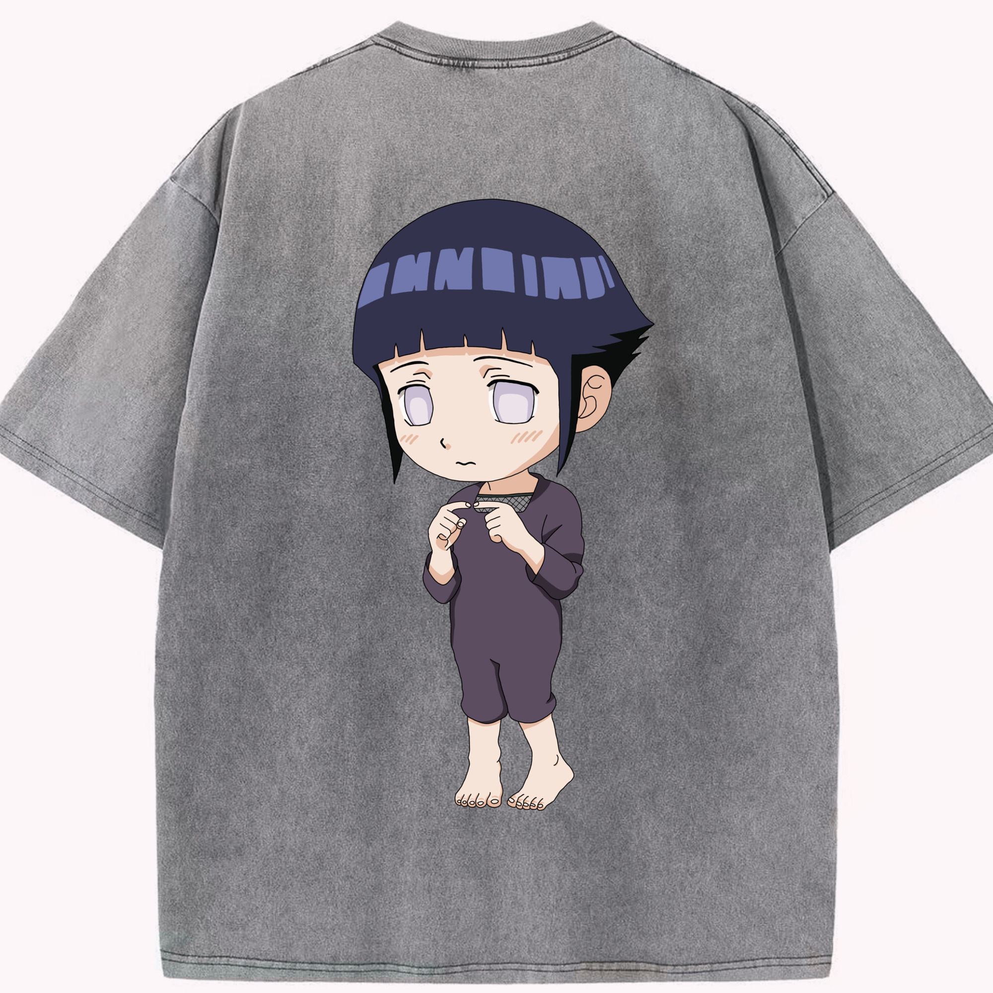 （画像用） NARUTO -ナルト- 日向ヒナタ Hyūga Hinata 綿100% ヴィンテージ風 半袖Tシャツ（背面プリント）