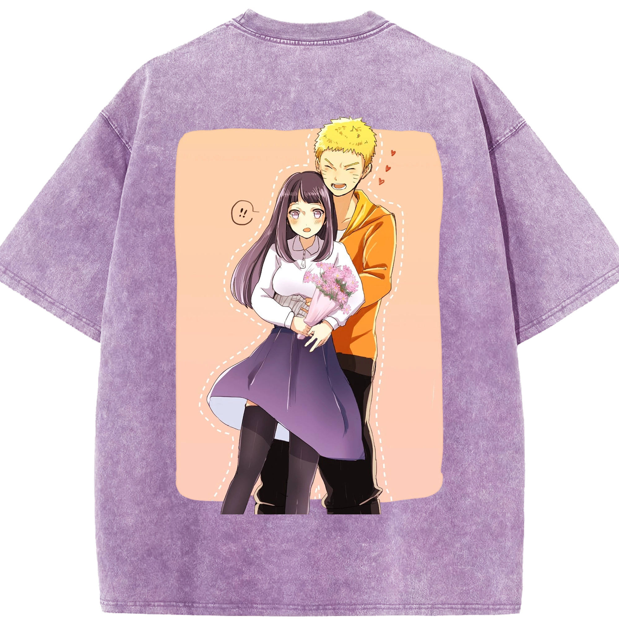 （画像用） NARUTO -ナルト- 日向ヒナタ Hyūga Hinata 綿100% ヴィンテージ風 半袖Tシャツ（背面プリント）