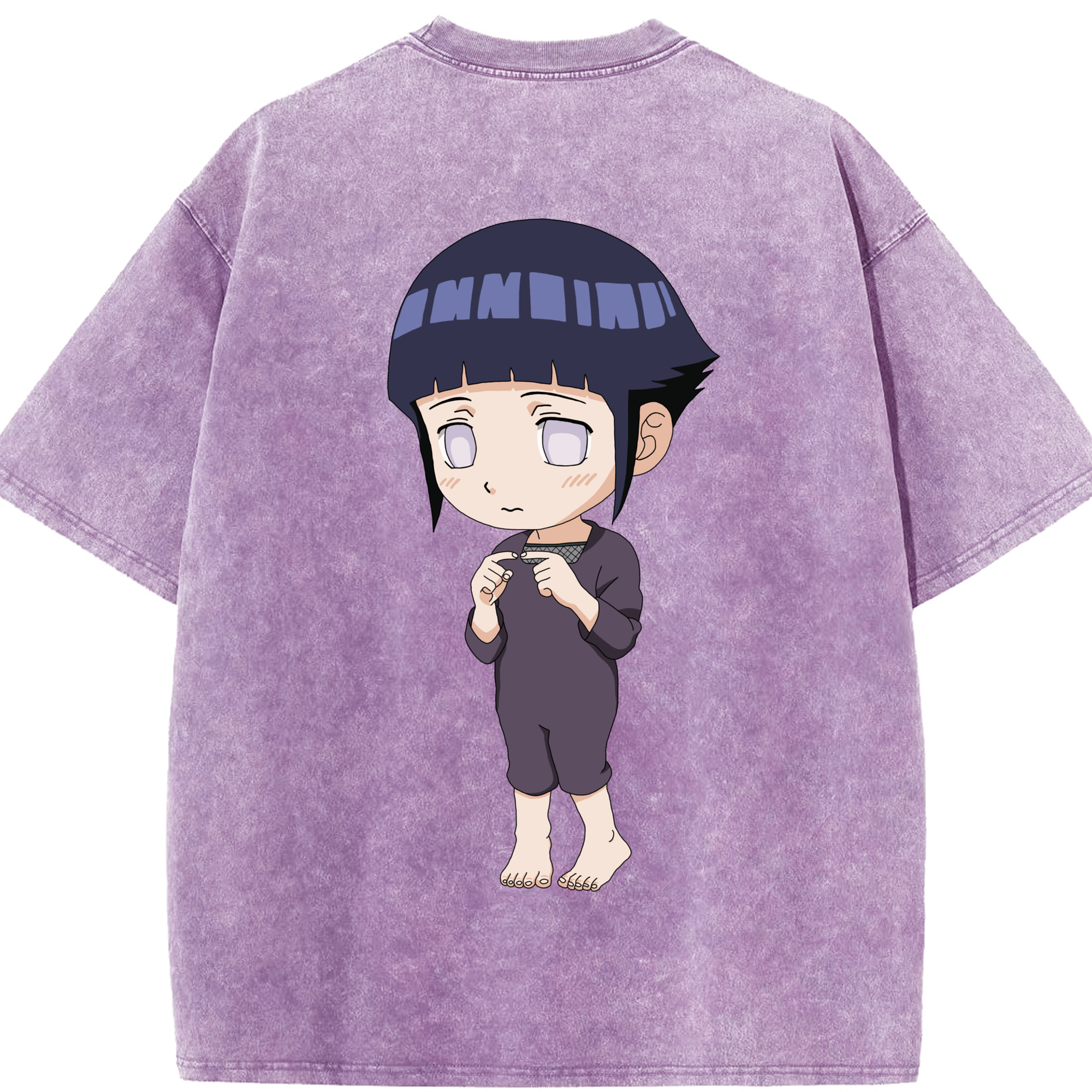 （画像用） NARUTO -ナルト- 日向ヒナタ Hyūga Hinata 綿100% ヴィンテージ風 半袖Tシャツ（背面プリント）