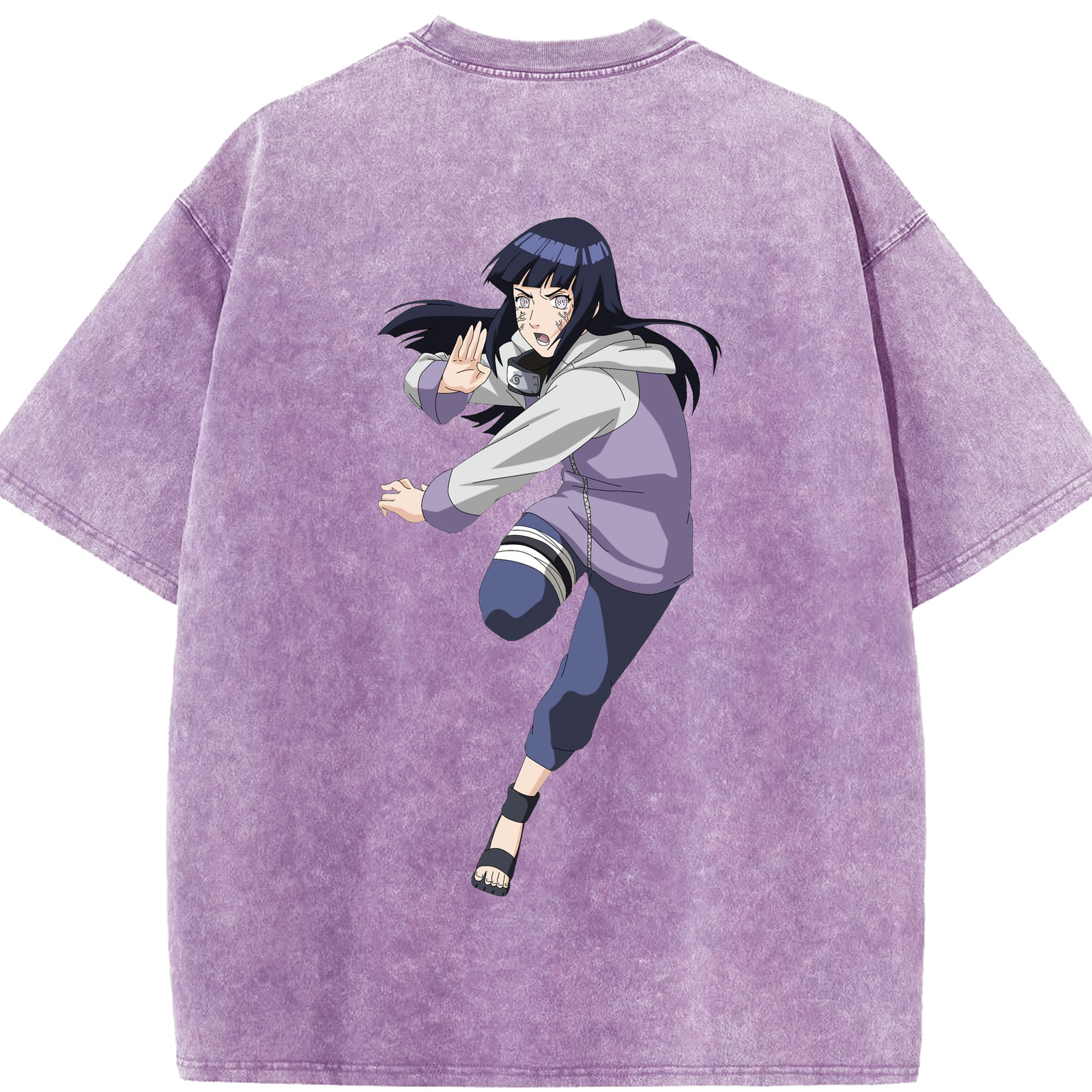（画像用） NARUTO -ナルト- 日向ヒナタ Hyūga Hinata 綿100% ヴィンテージ風 半袖Tシャツ（背面プリント）