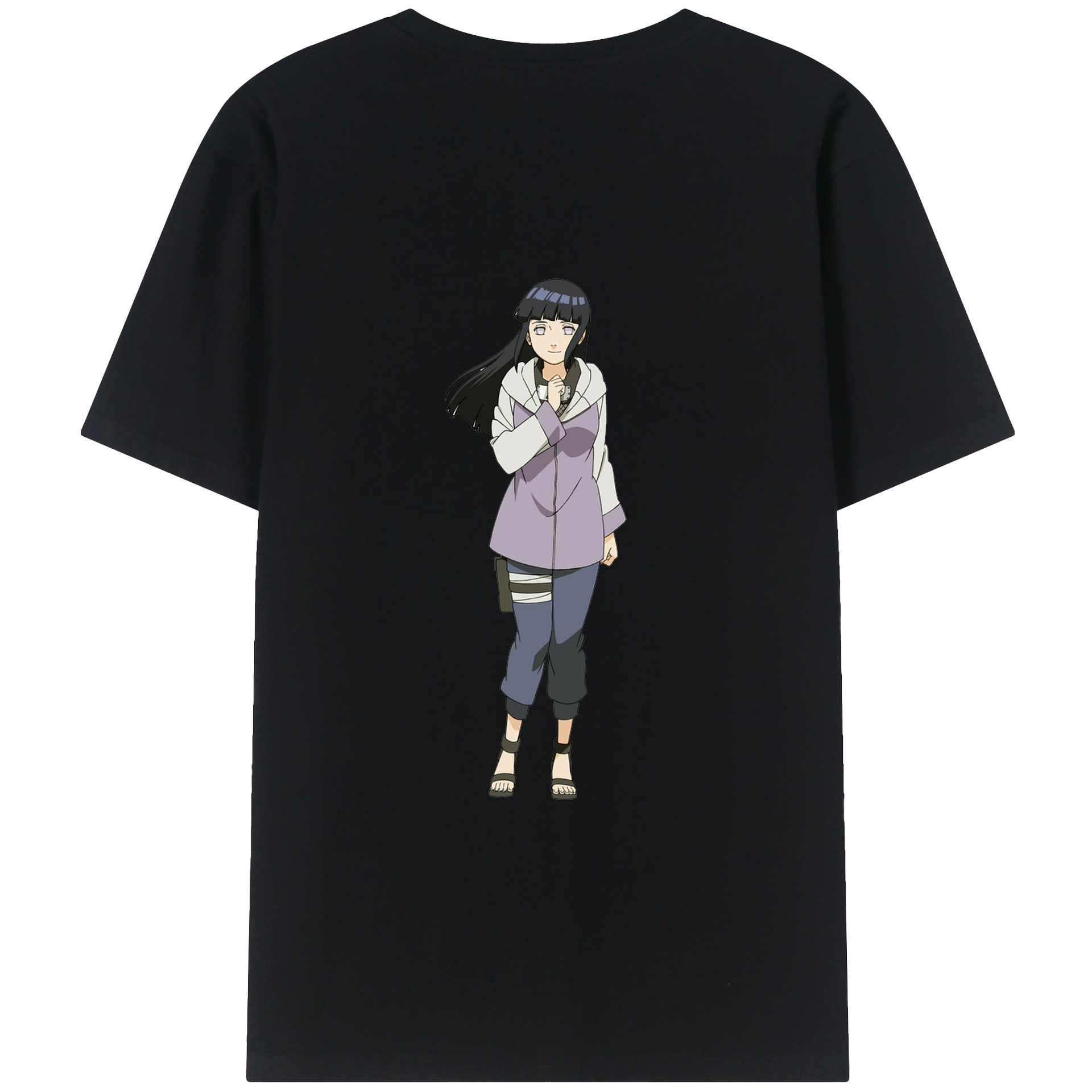 （画像用） NARUTO -ナルト- 日向ヒナタ Hyūga Hinata 綿100％ メンズ半袖Tシャツ（バックプリント） 通気性