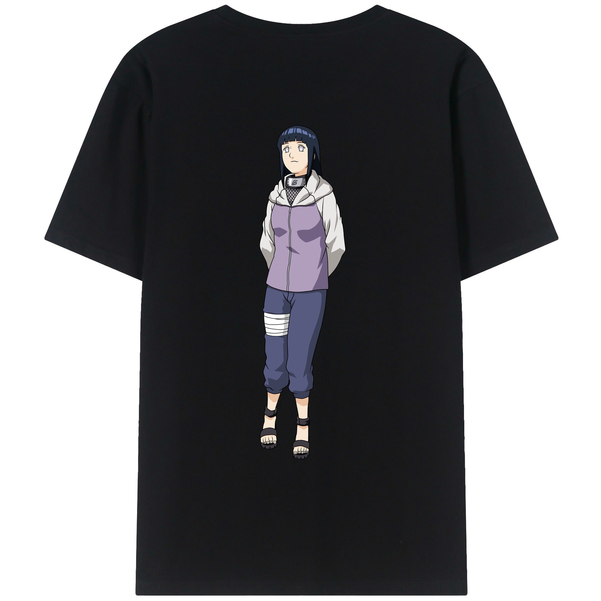 （画像用） NARUTO -ナルト- 日向ヒナタ Hyūga Hinata 綿100％ メンズ半袖Tシャツ（バックプリント） 通気性