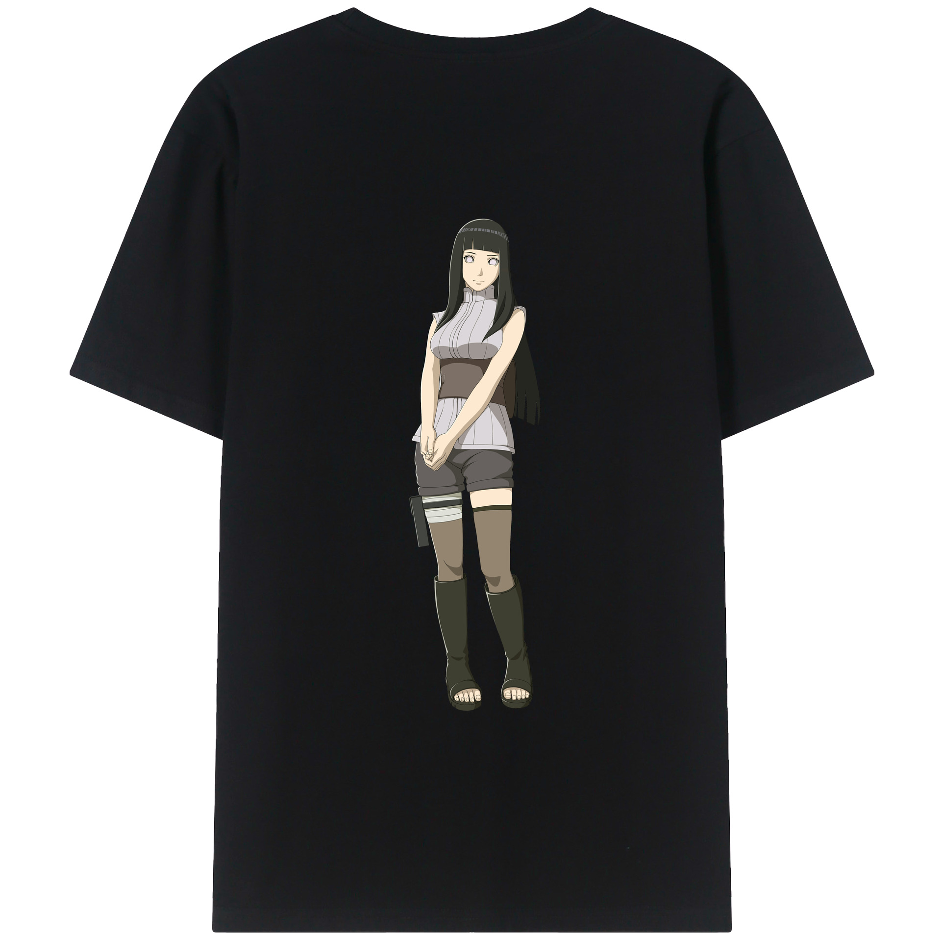 （画像用） NARUTO -ナルト- 日向ヒナタ Hyūga Hinata 綿100％ メンズ半袖Tシャツ（バックプリント） 通気性