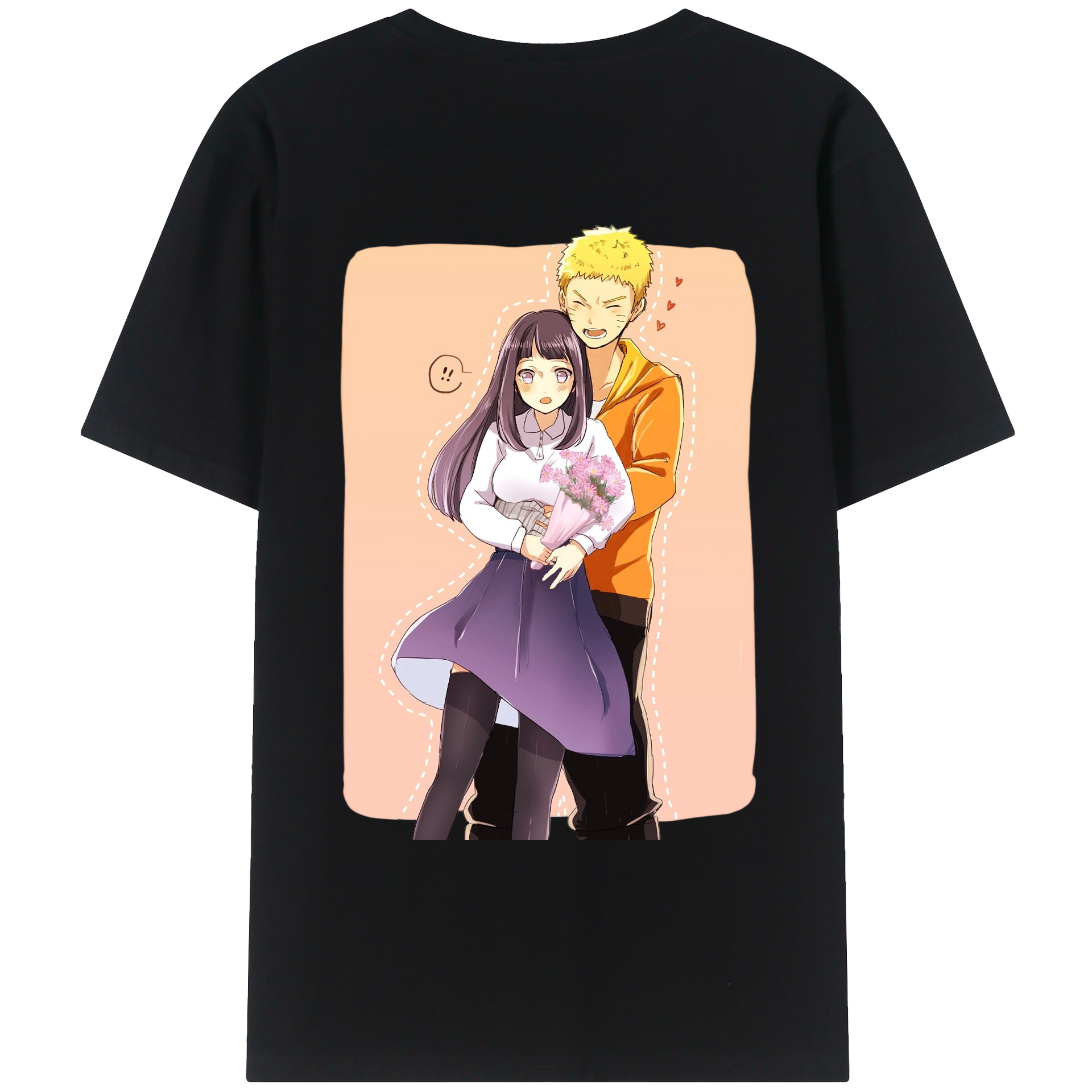 （画像用） NARUTO -ナルト- 日向ヒナタ Hyūga Hinata 綿100％ メンズ半袖Tシャツ（バックプリント） 通気性